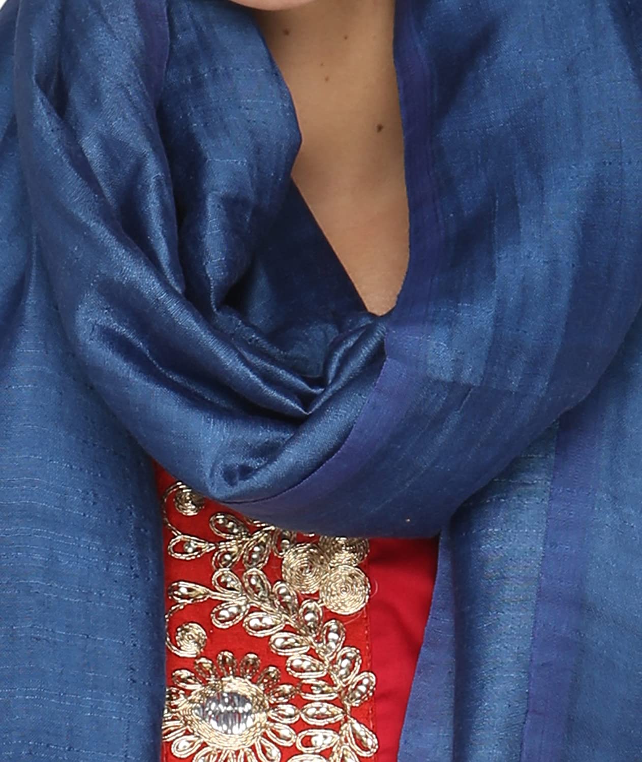 Dark Blue Silk Blend Dupatta freeshipping - Dupatta Bazaar