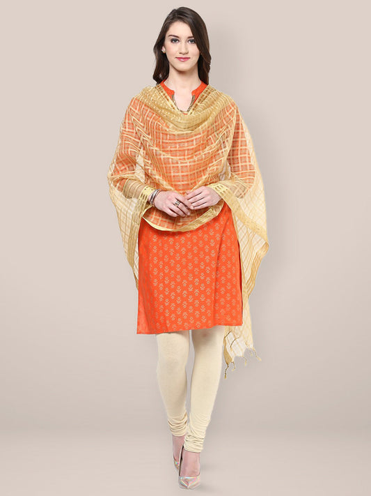Gold Silk Woven Dupatta freeshipping - Dupatta Bazaar