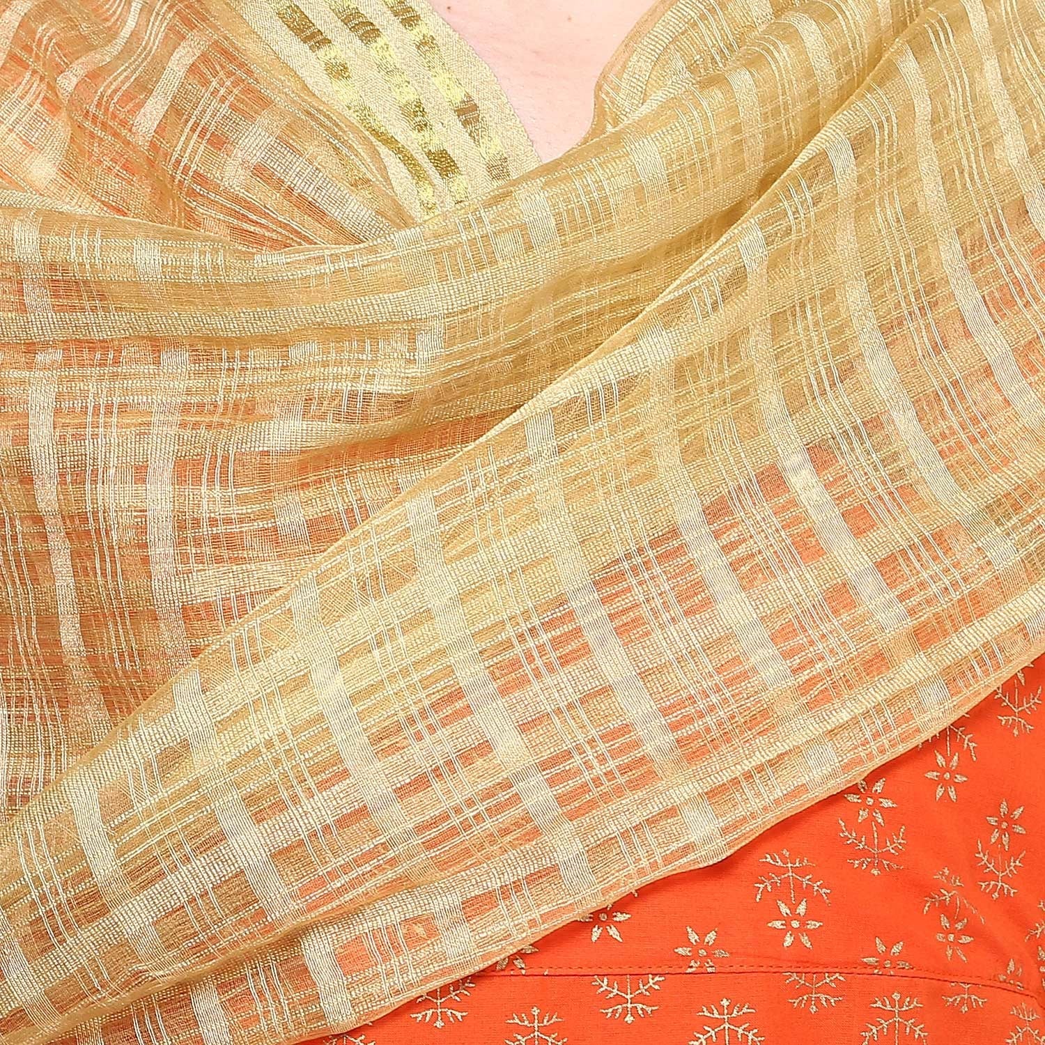 Gold Silk Woven Dupatta freeshipping - Dupatta Bazaar