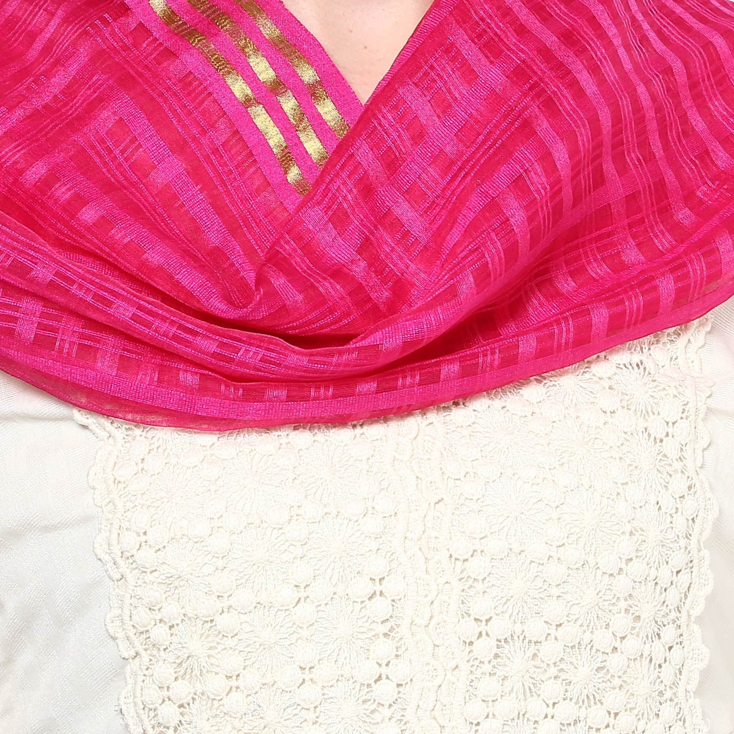 Solid Silk Woven Dupatta - Dupatta Bazaar