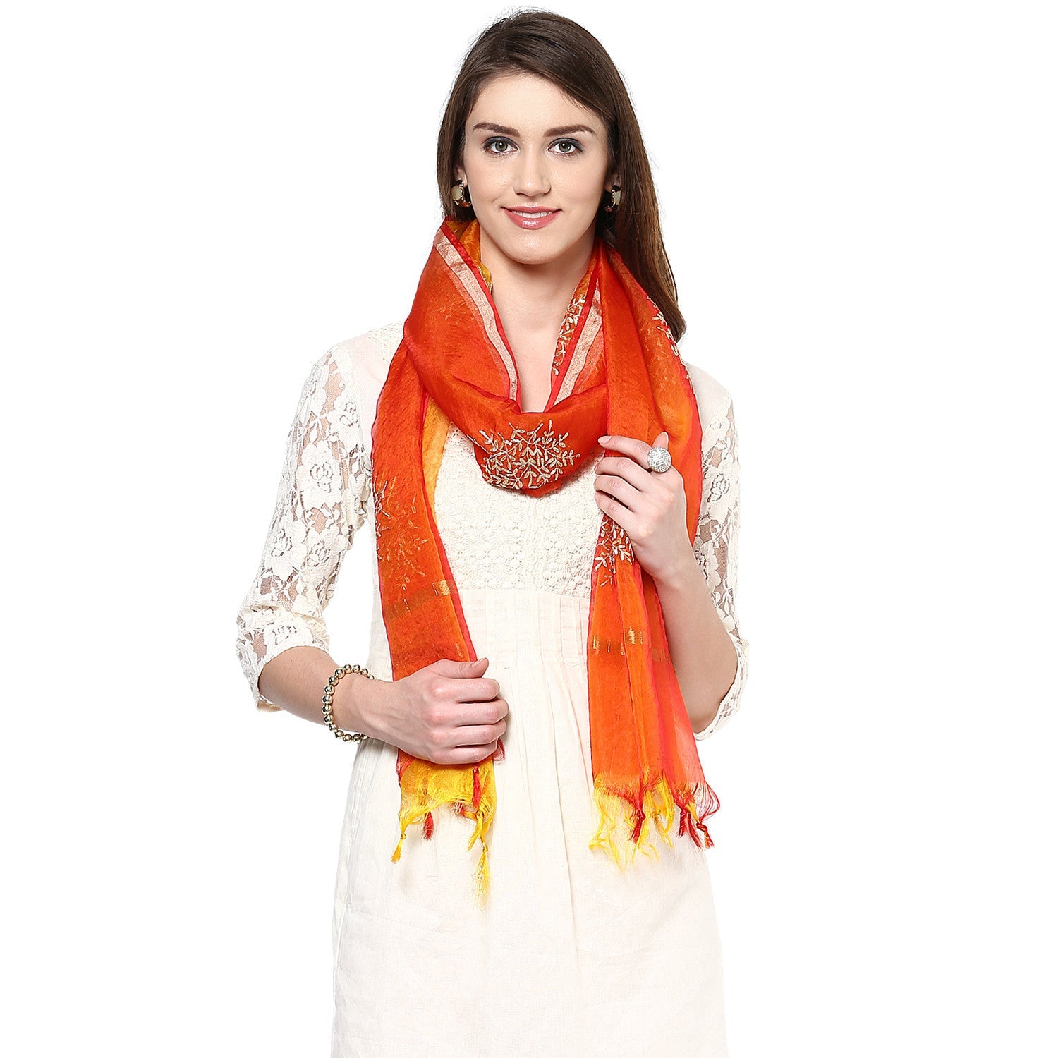 Dupatta Bazaar Women's Fancy Golden Embrodiery Dupatta - Dupatta Bazaar