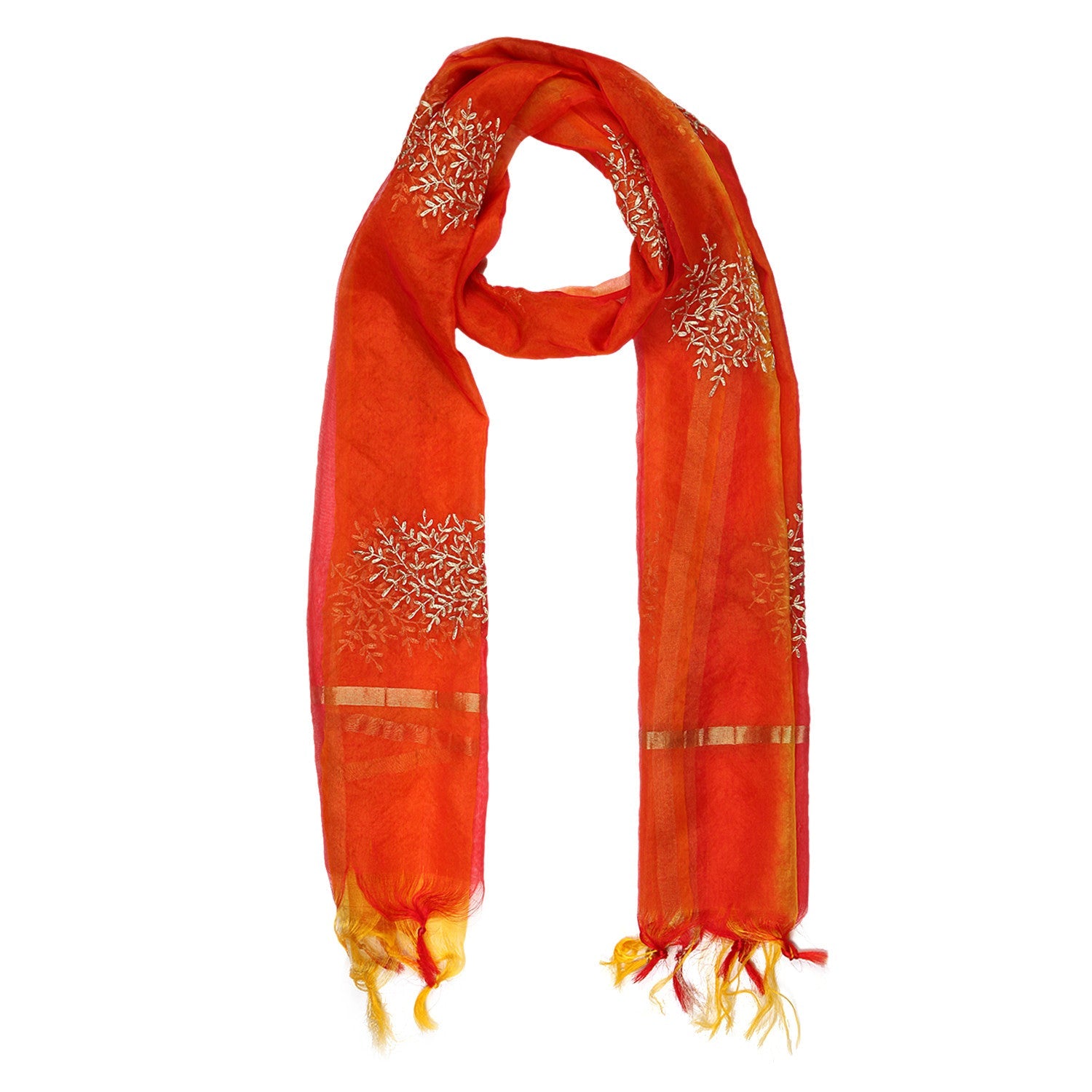Dupatta Bazaar Women's Fancy Golden Embrodiery Dupatta - Dupatta Bazaar