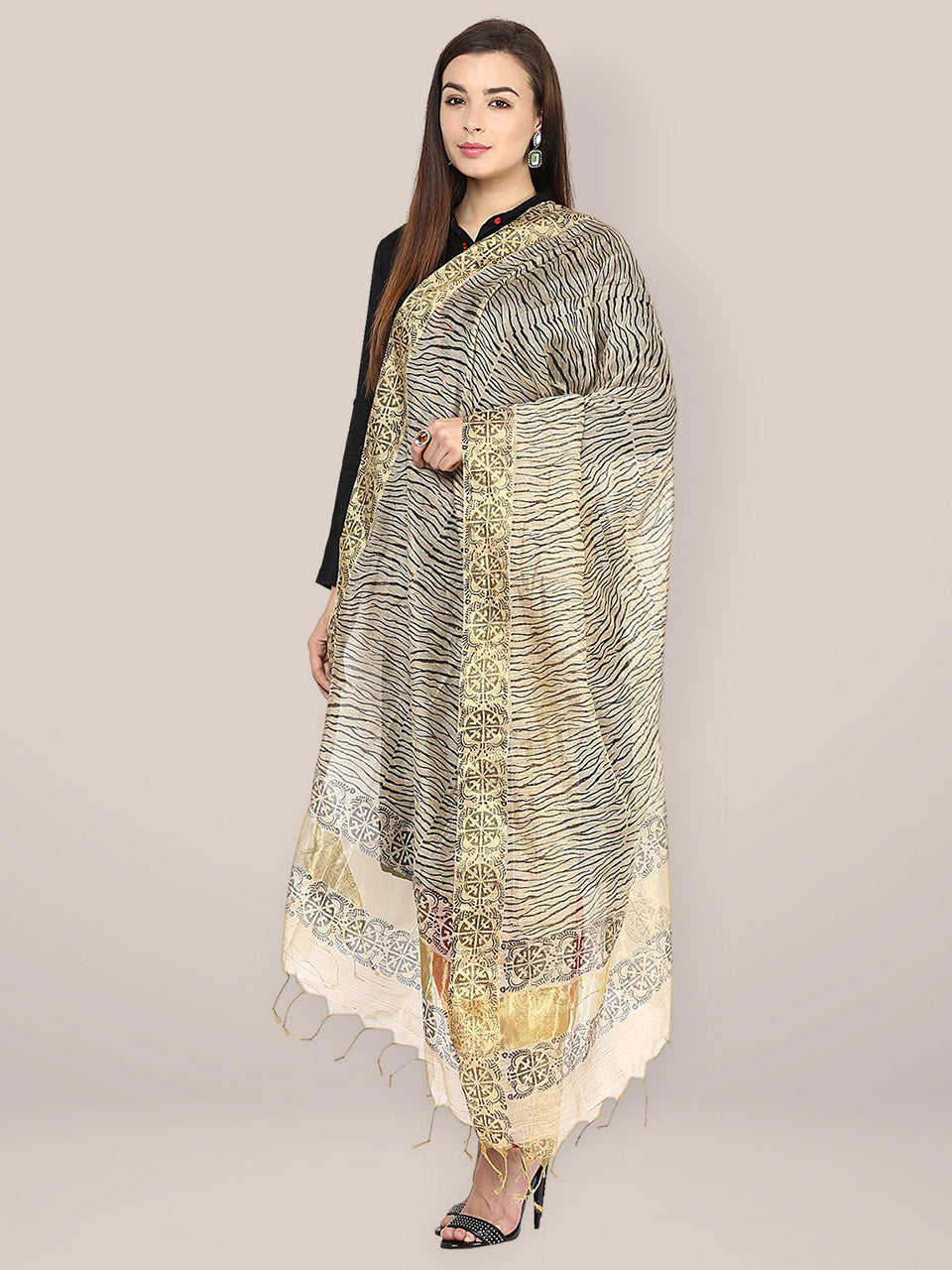 Dupatta Bazaar Women's Dupatta Tussar Silk Printed Dupatta freeshipping - Dupatta Bazaar
