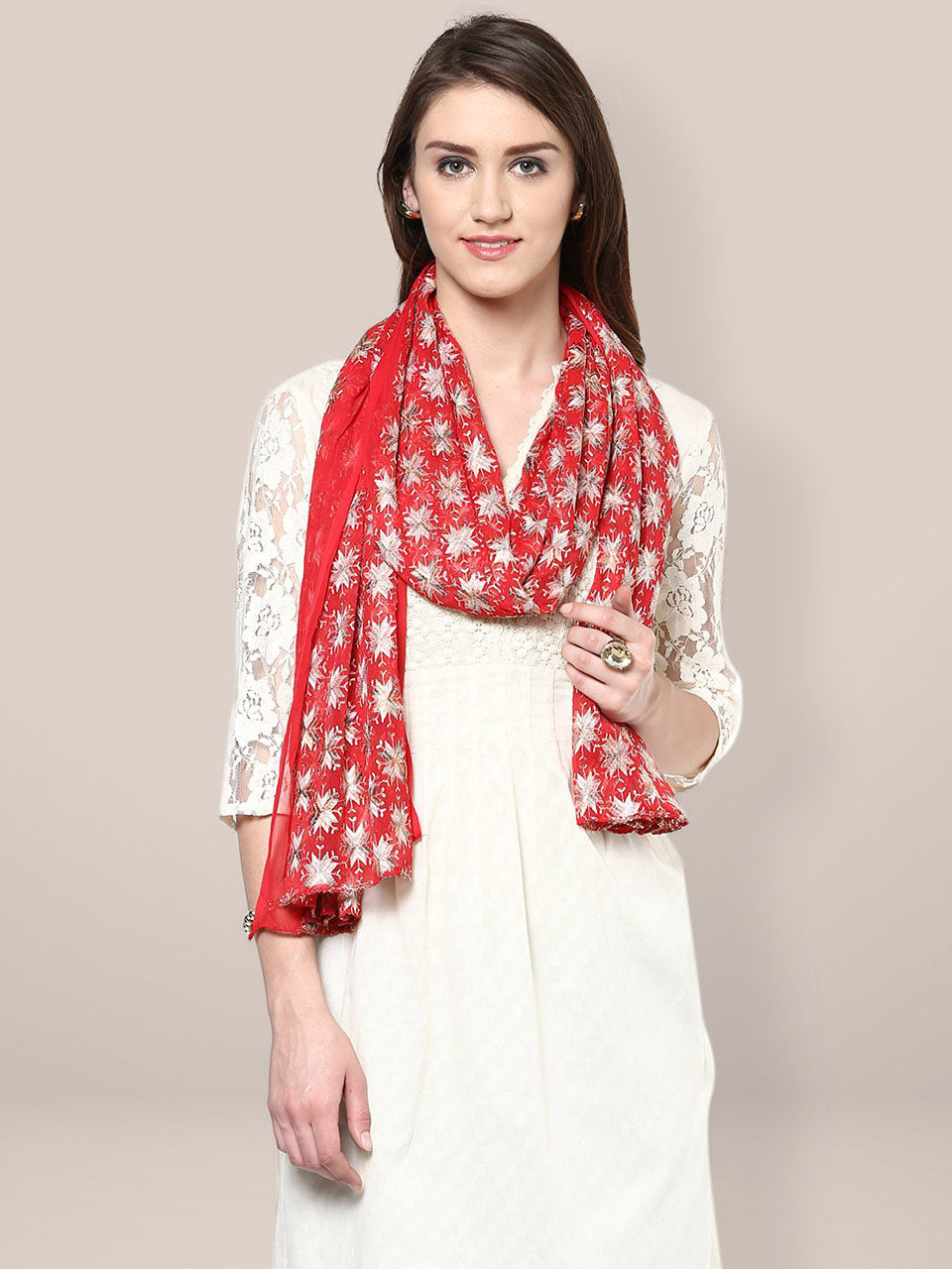 Red Phulkari Chiffon Dupatta freeshipping - Dupatta Bazaar