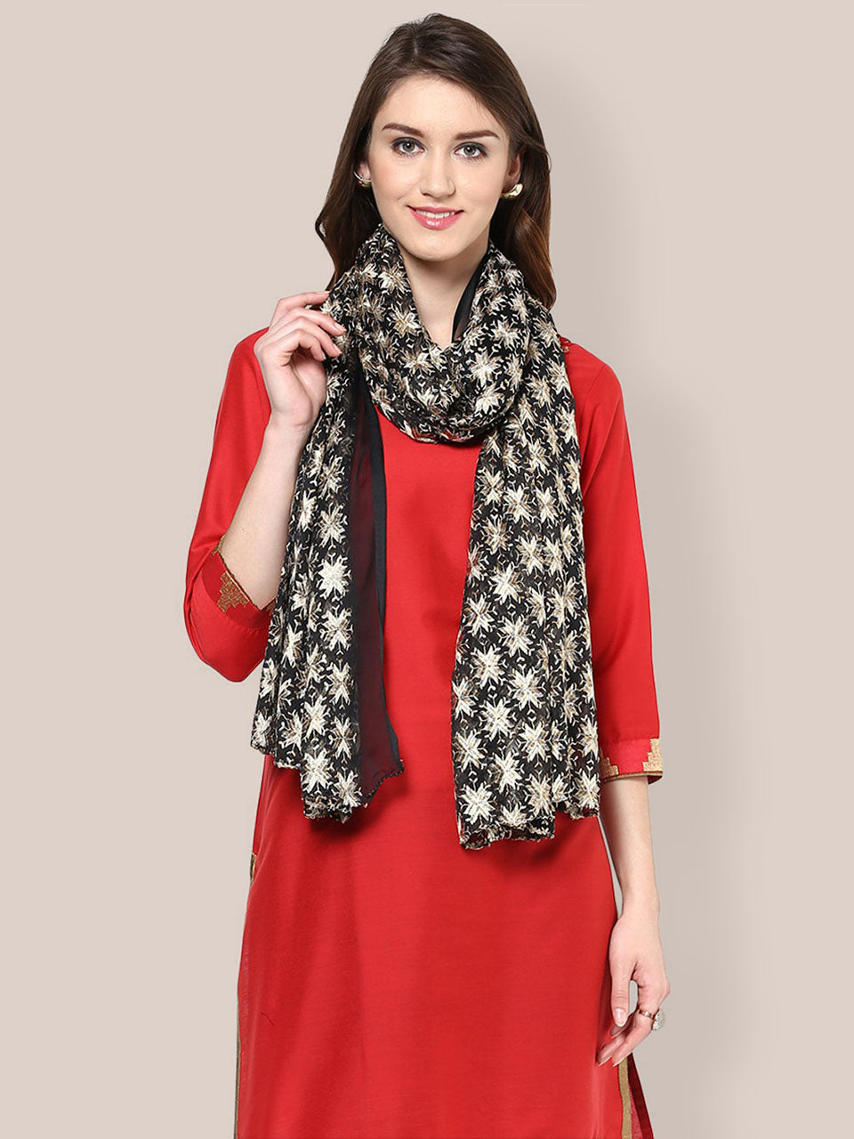 Black Phulkari Chiffon Dupatta freeshipping - Dupatta Bazaar