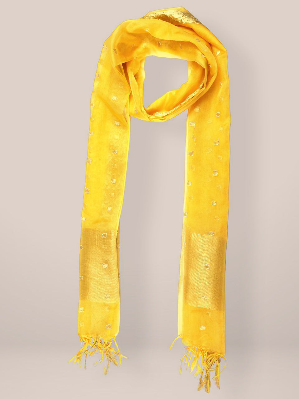 Yellow Organza Dupatta freeshipping - Dupatta Bazaar