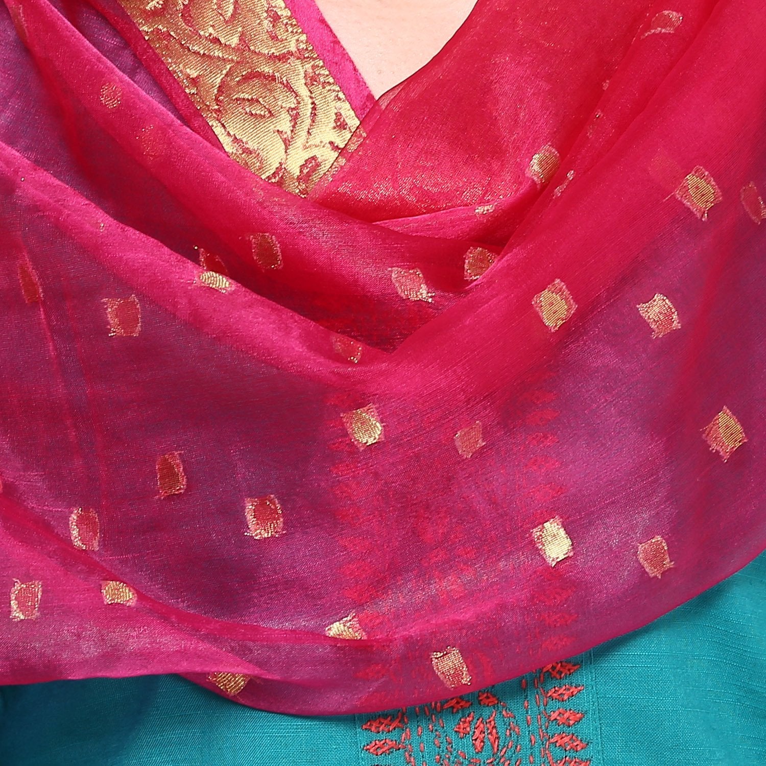 Pink Organza Dupatta freeshipping - Dupatta Bazaar