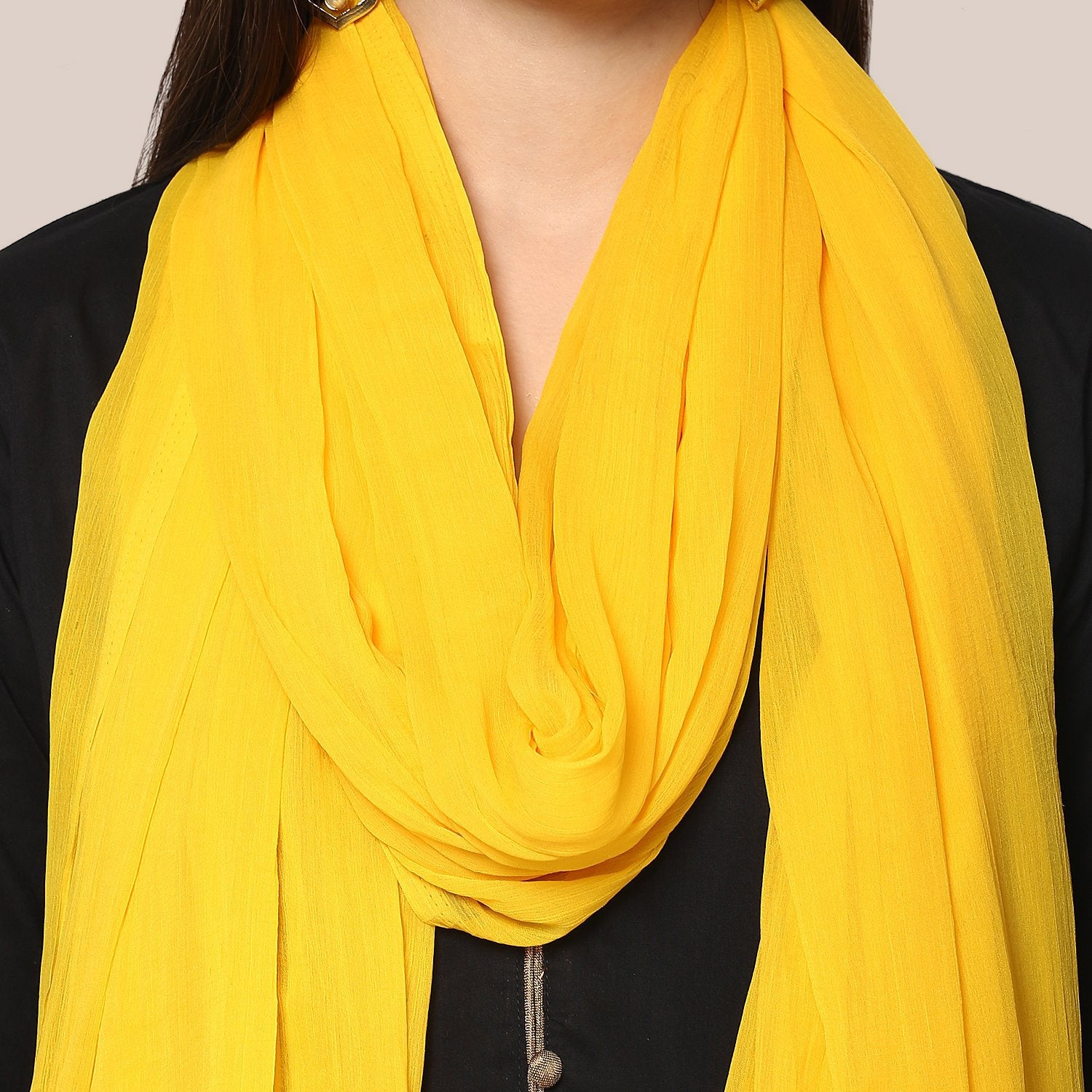 Yellow Chiffon Dupatta with lace freeshipping - Dupatta Bazaar