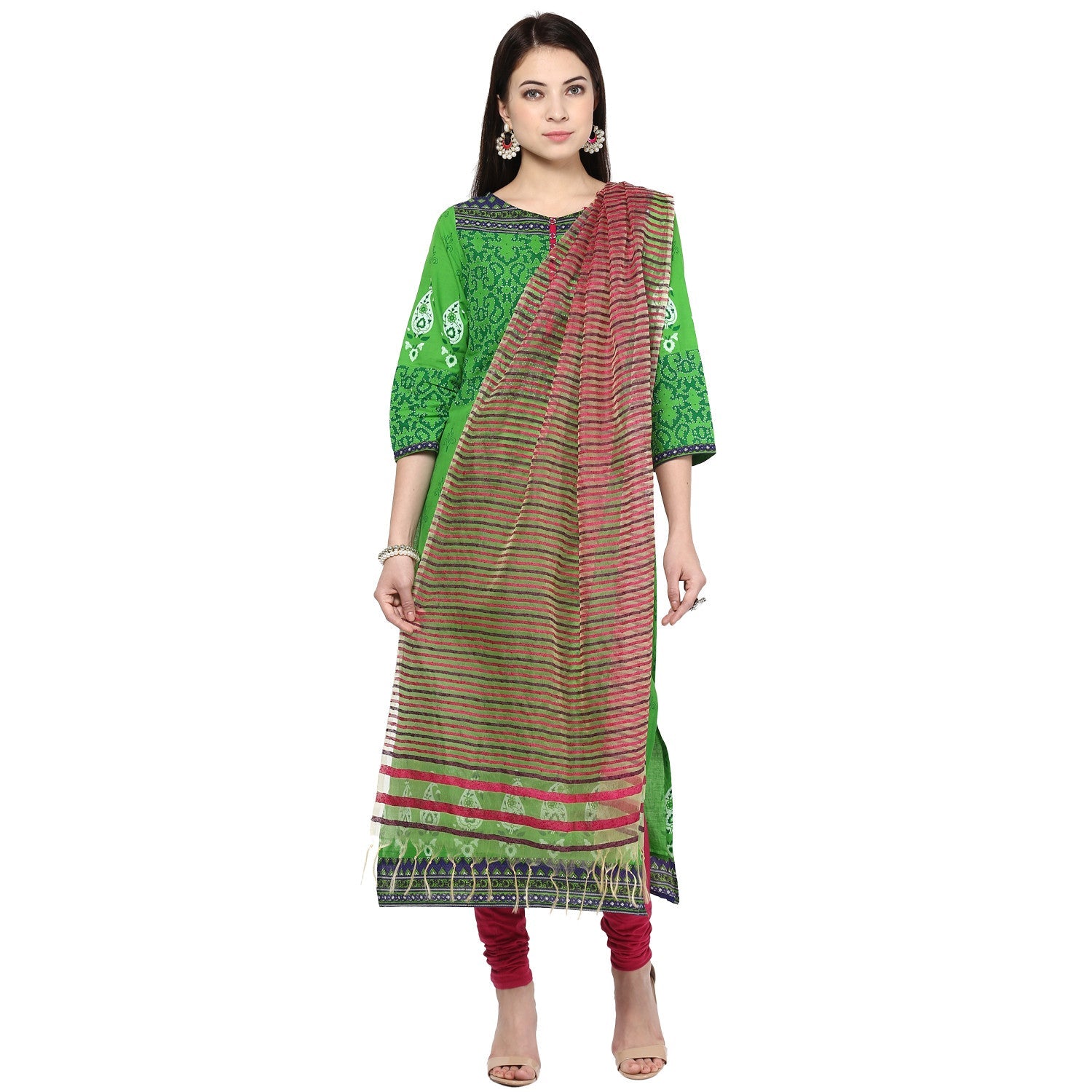 Wonderfully Woven Striped Organza Dupatta - Dupatta Bazaar