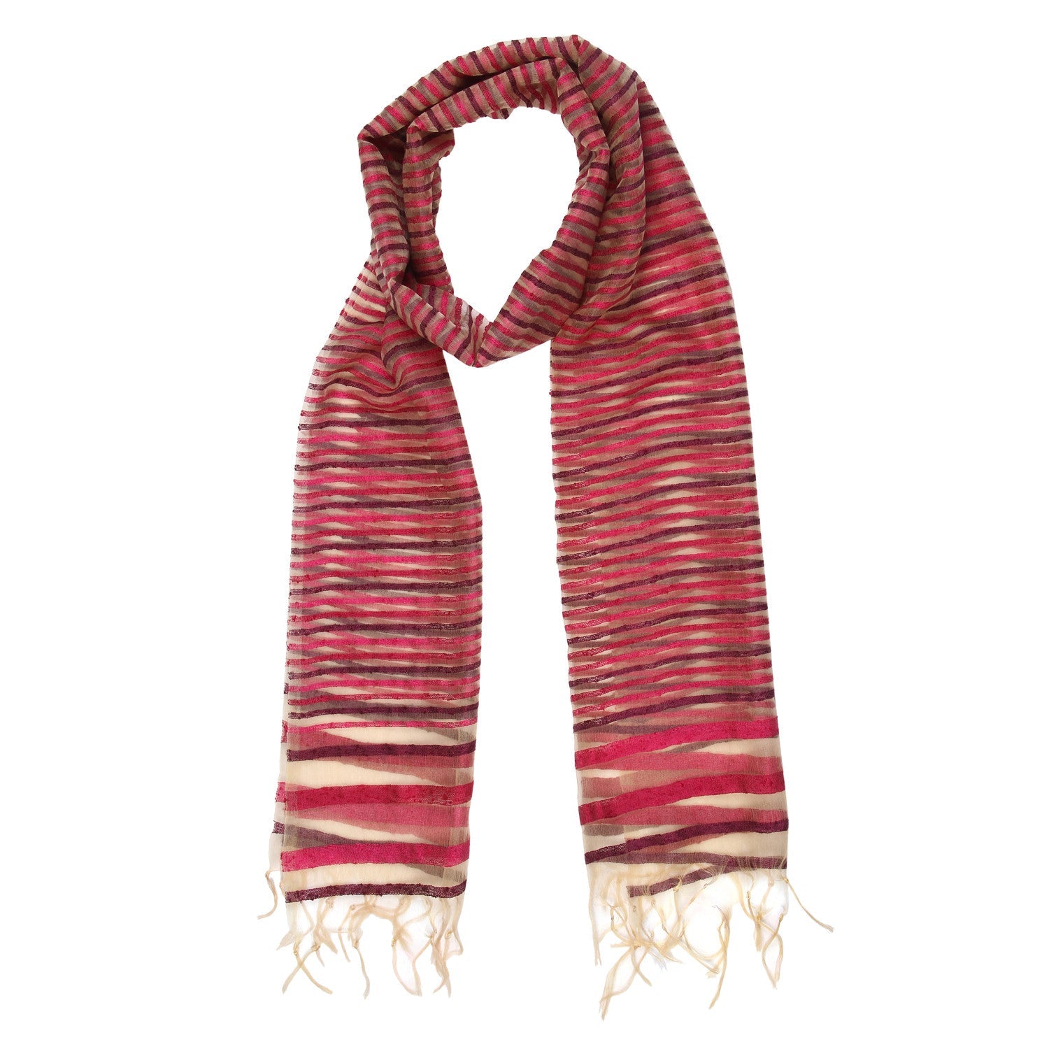 Wonderfully Woven Striped Organza Dupatta - Dupatta Bazaar
