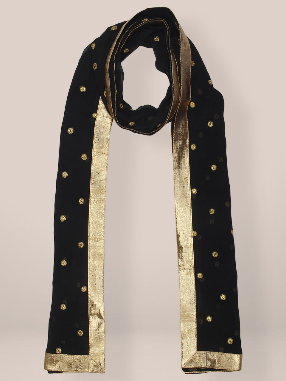 Embroidered Black Chiffon Dupatta freeshipping - Dupatta Bazaar