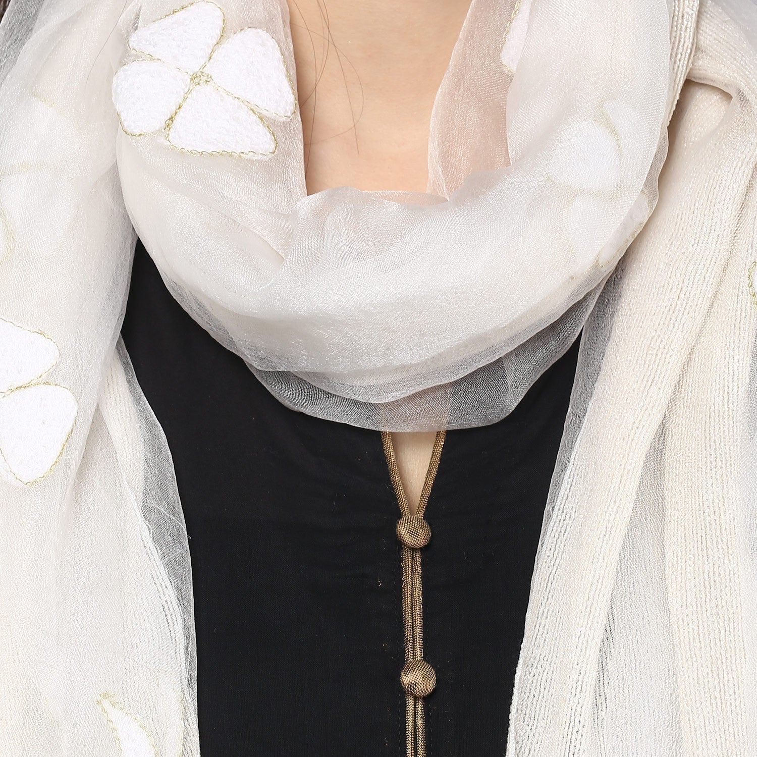 Dupatta Bazaar Women's  White Organza Dupatta With Embroidered Motifs - Dupatta Bazaar