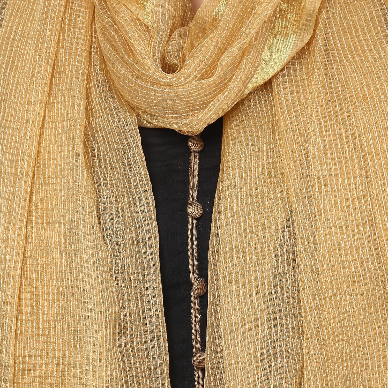 Gold Art Silk  Dupatta freeshipping - Dupatta Bazaar