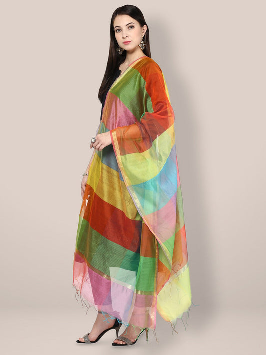 Multicoloured Silk Dupatta freeshipping - Dupatta Bazaar