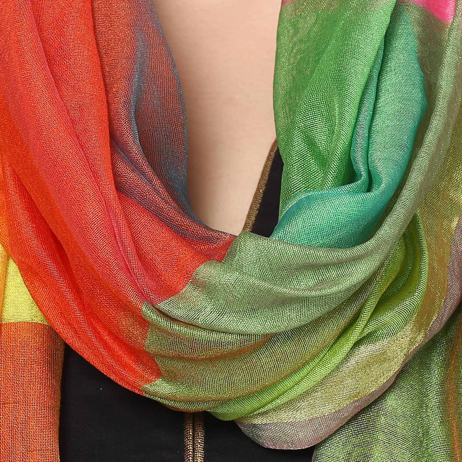 Multicoloured Silk Dupatta freeshipping - Dupatta Bazaar