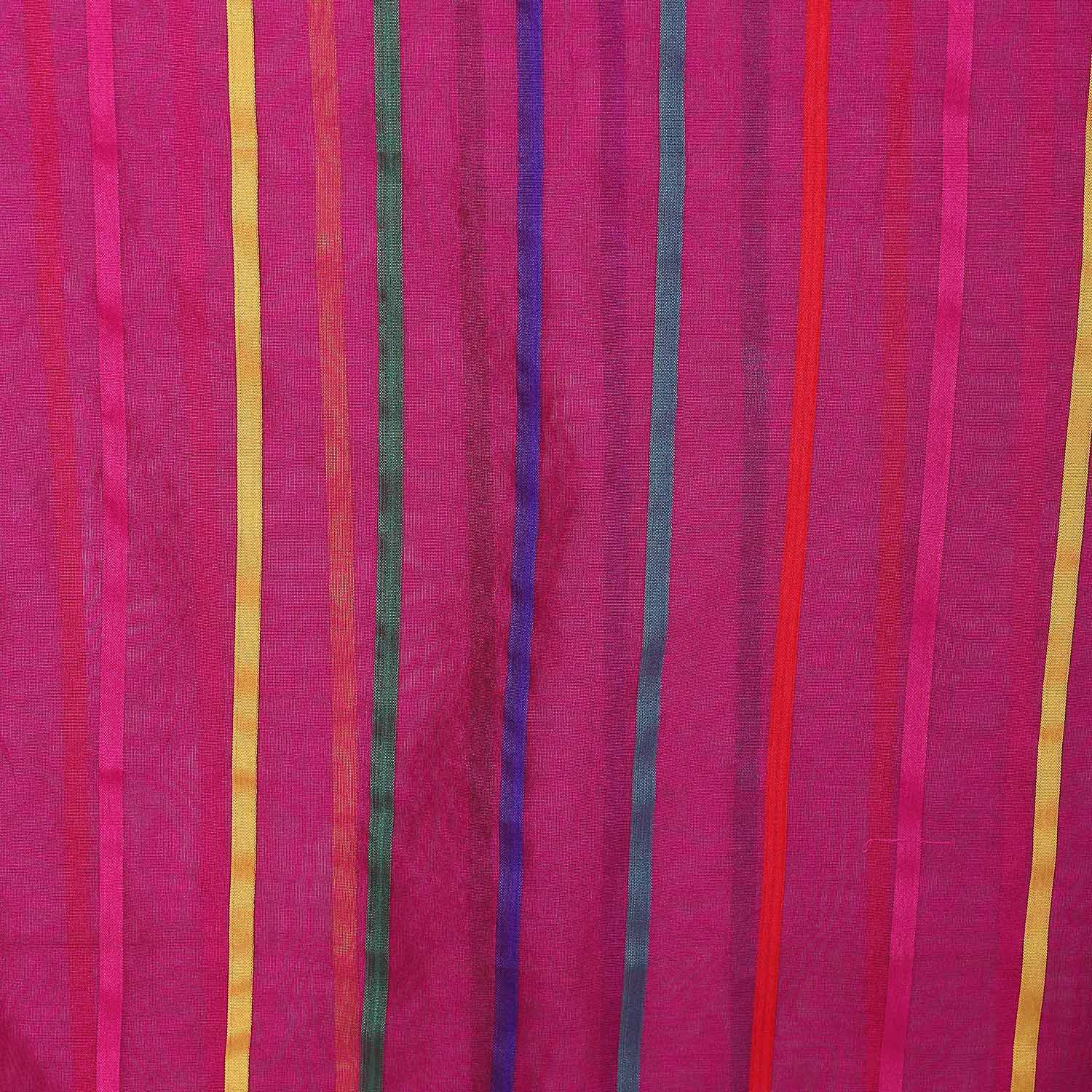 Magenta Cotton Silk Dupatta With Multicoloured Stripes freeshipping - Dupatta Bazaar