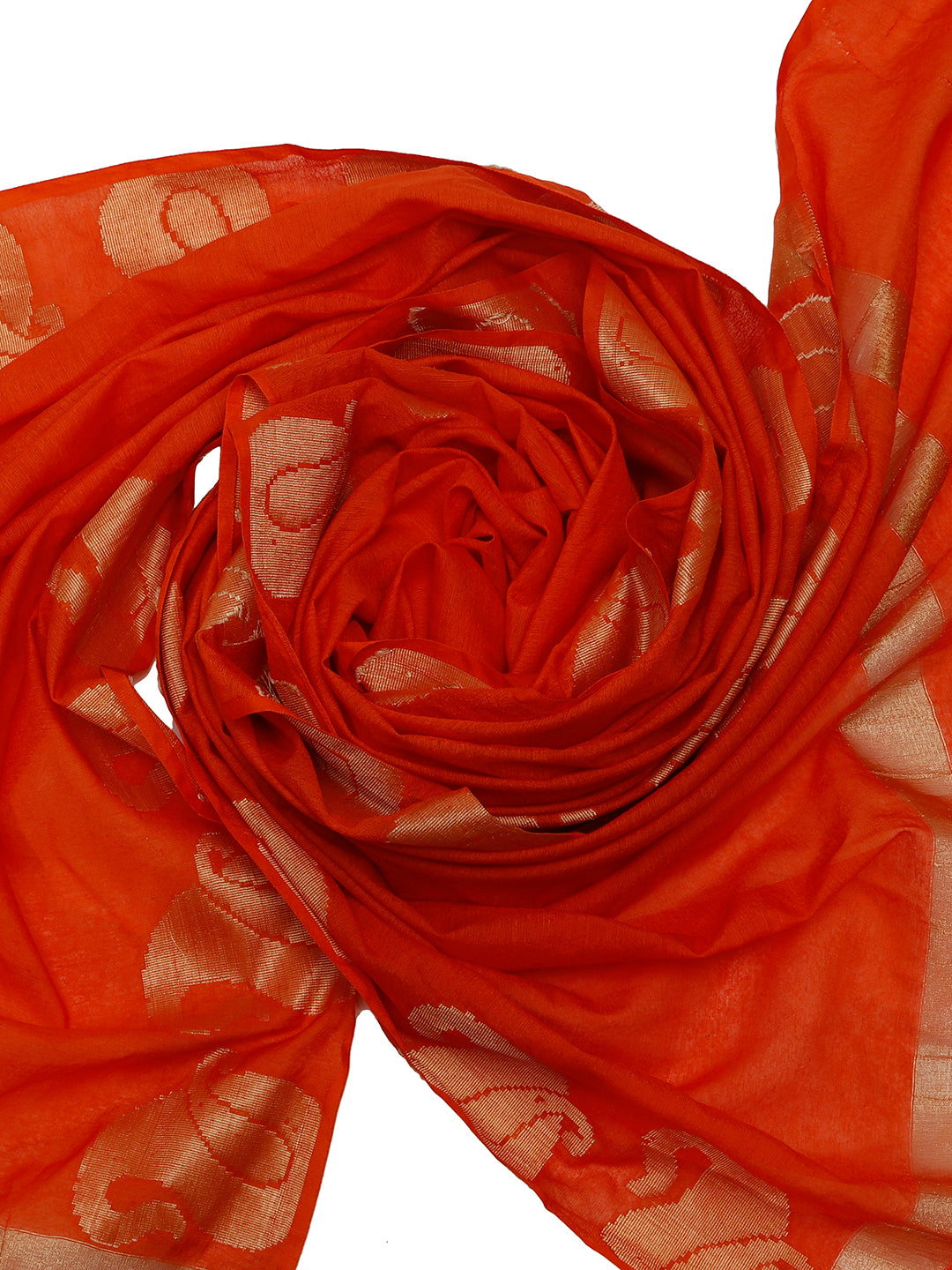 Dupatta Bazaar Women's Orange & Gold Silk Dupatta - Dupatta Bazaar