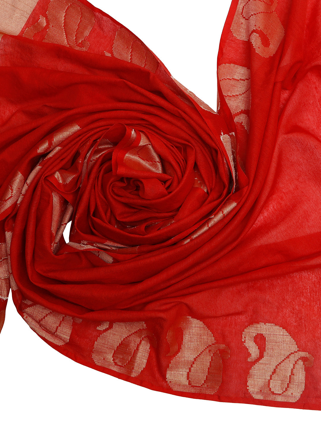 Dupatta Bazaar Women's Red & Gold Silk Dupatta - Dupatta Bazaar