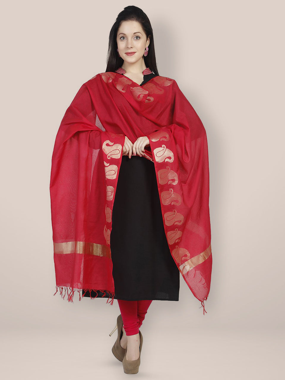 Pink & Gold Silk Dupatta freeshipping - Dupatta Bazaar