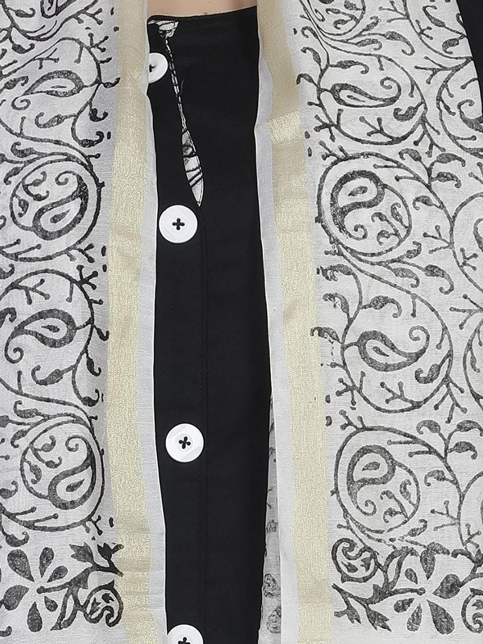 Black and White Printed Silk Dupatta freeshipping - Dupatta Bazaar