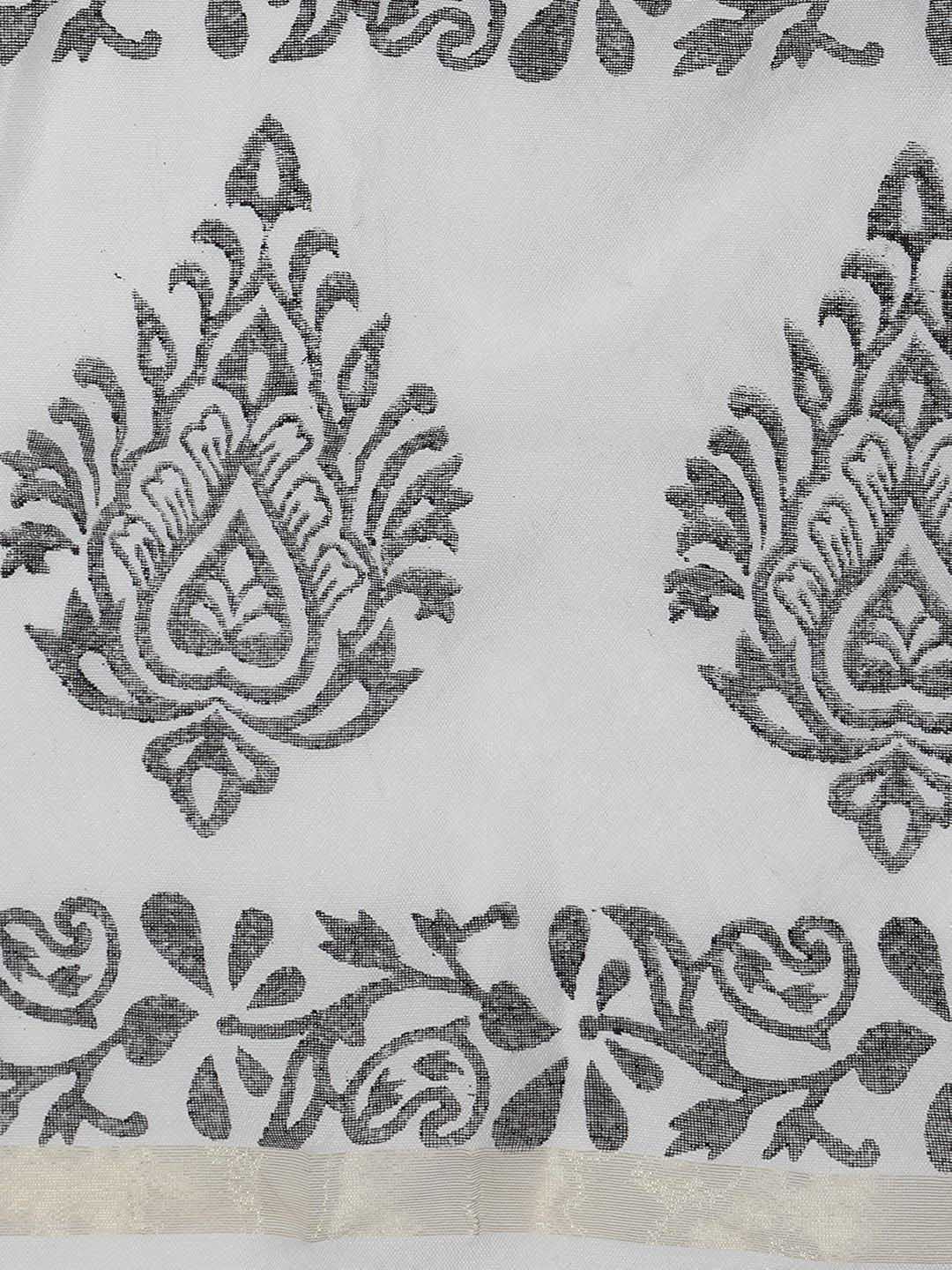 Black and White Printed Silk Dupatta freeshipping - Dupatta Bazaar
