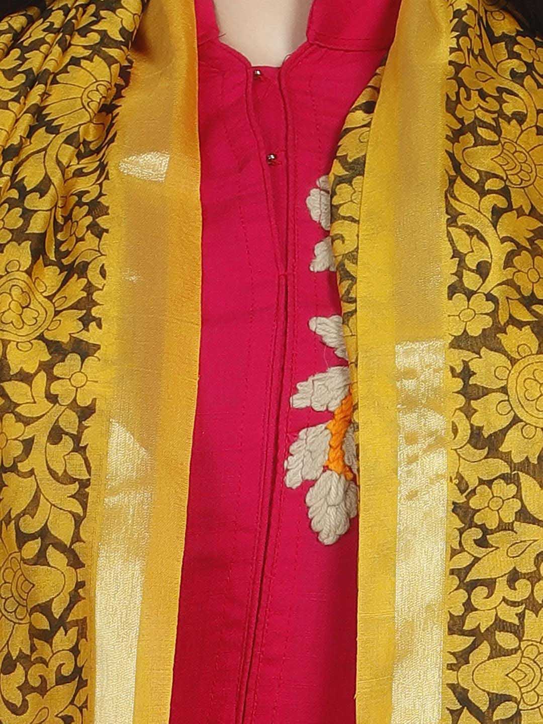 Yellow & Black Cotton Silk Printed Dupatta freeshipping - Dupatta Bazaar