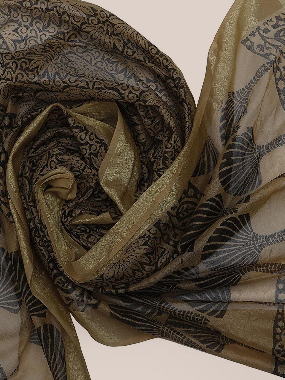Gold & Black Cotton Silk Printed Dupatta freeshipping - Dupatta Bazaar