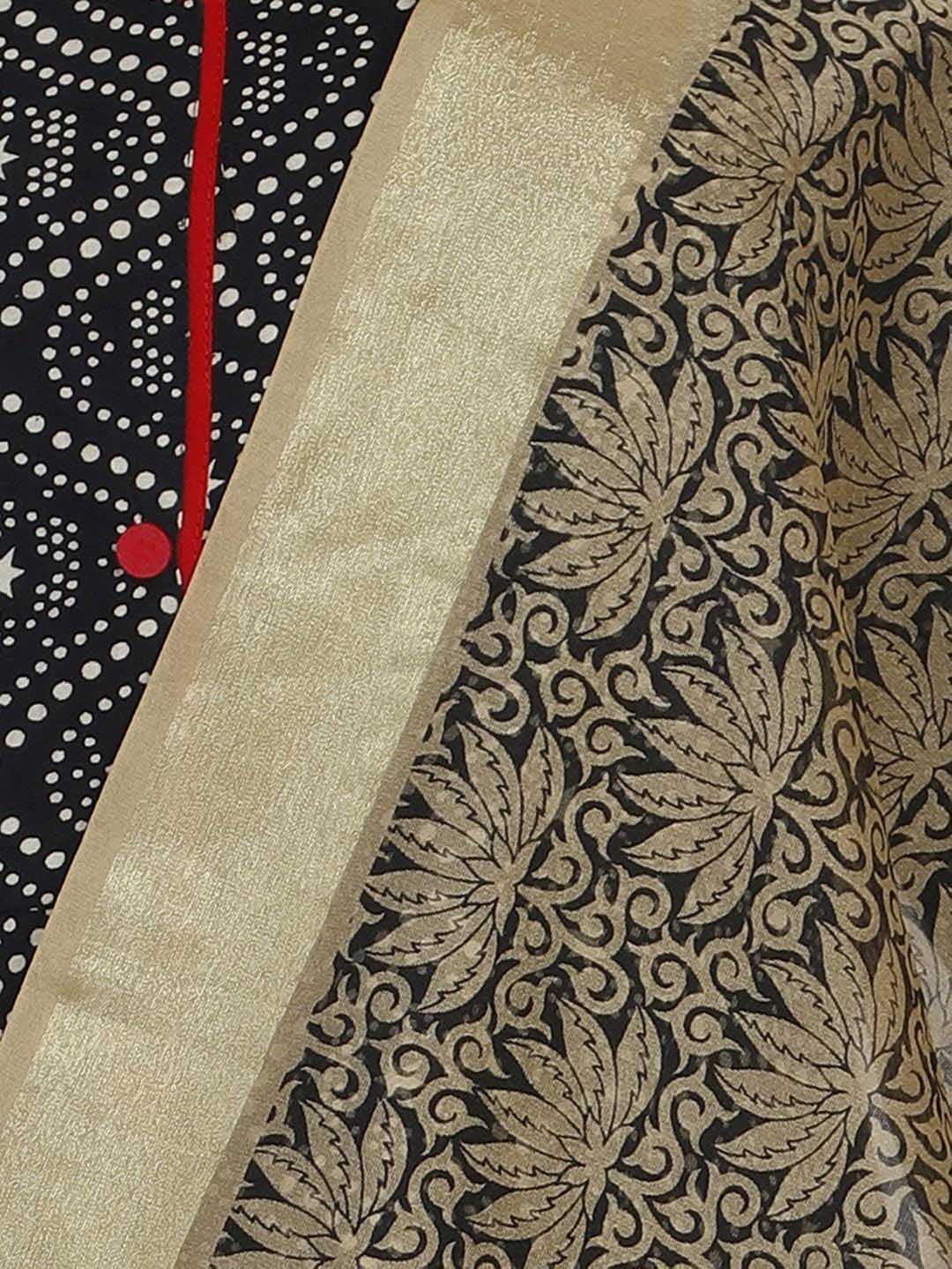 Gold & Black Cotton Silk Printed Dupatta freeshipping - Dupatta Bazaar