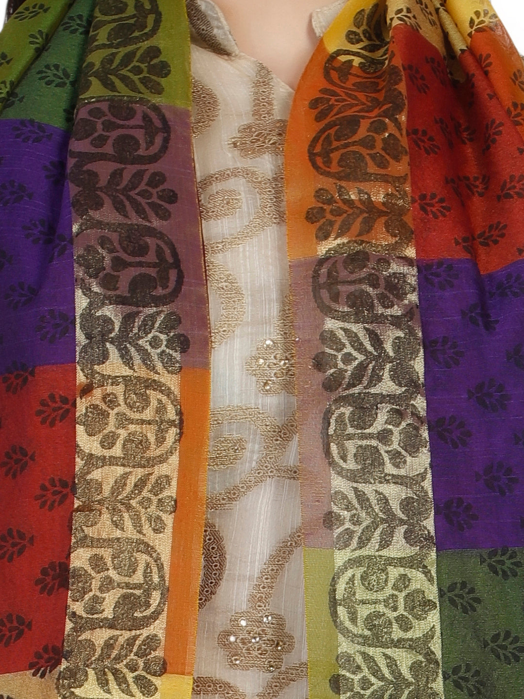 Dupatta Bazaar Women's Printed Multicoloured Cotton Silk Dupatta - Dupatta Bazaar