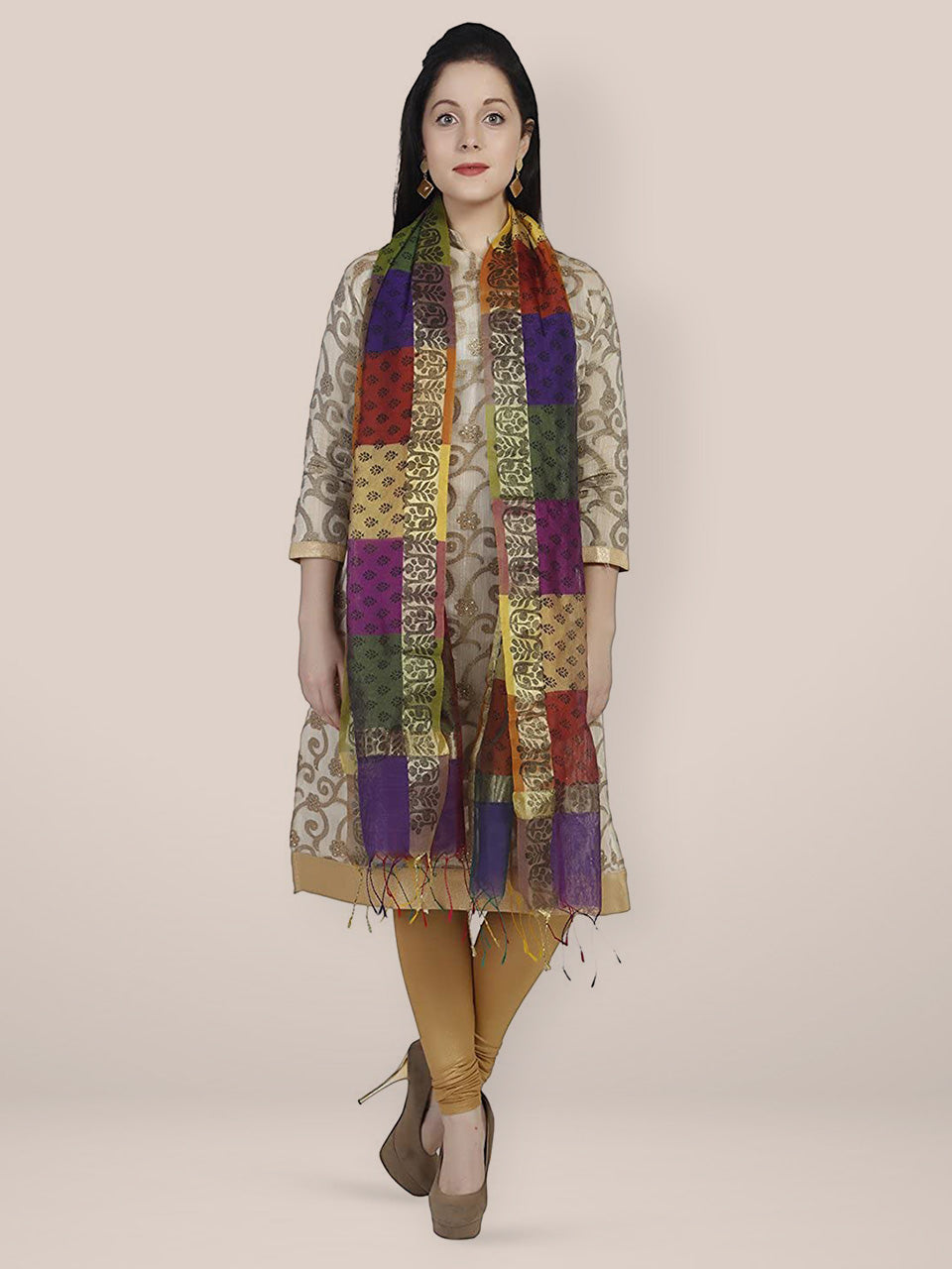 Multicoloured Cotton Silk Printed Dupatta freeshipping - Dupatta Bazaar