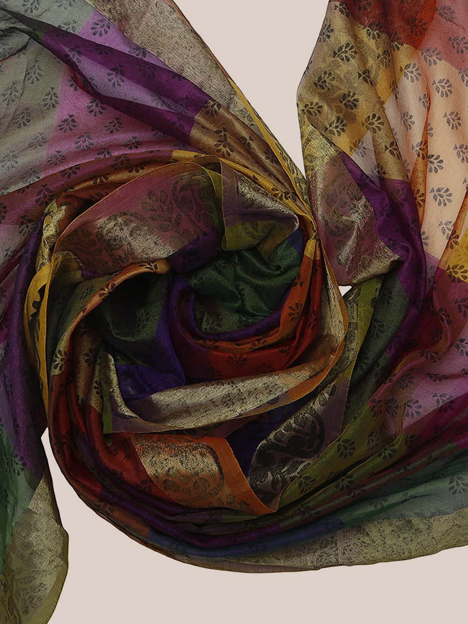 Multicoloured Cotton Silk Printed Dupatta freeshipping - Dupatta Bazaar