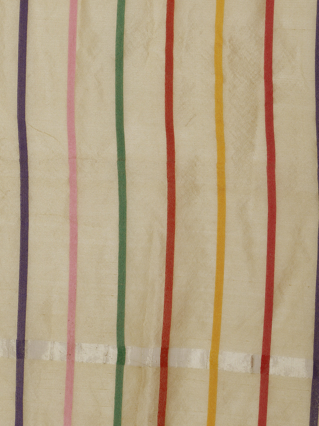 Dupatta Bazaar Women's Beige & Multicoloured Striped Cotton Silk Dupatta - Dupatta Bazaar