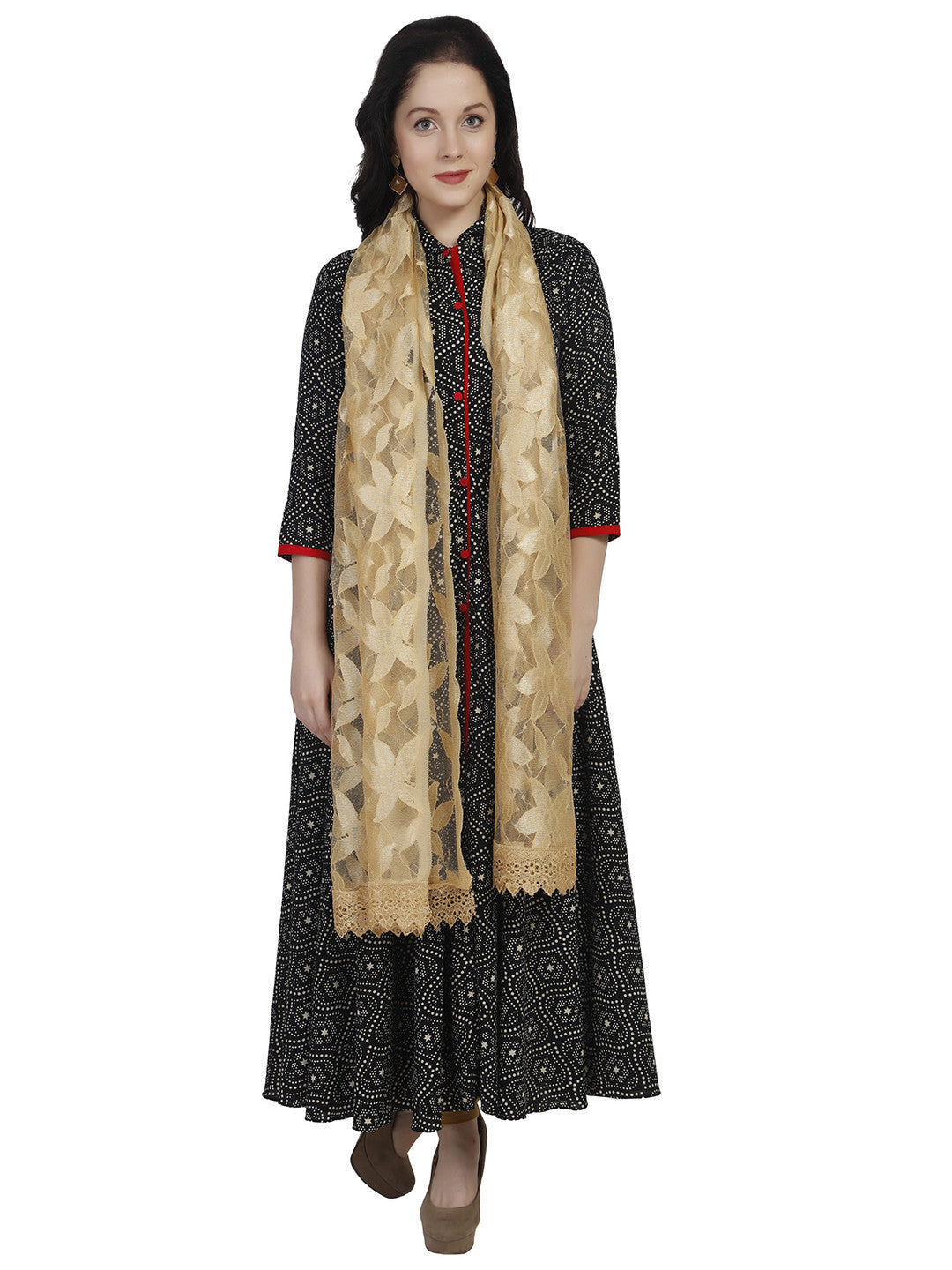 Dupatta Bazaar Woman's Beige Net Dupatta - Dupatta Bazaar