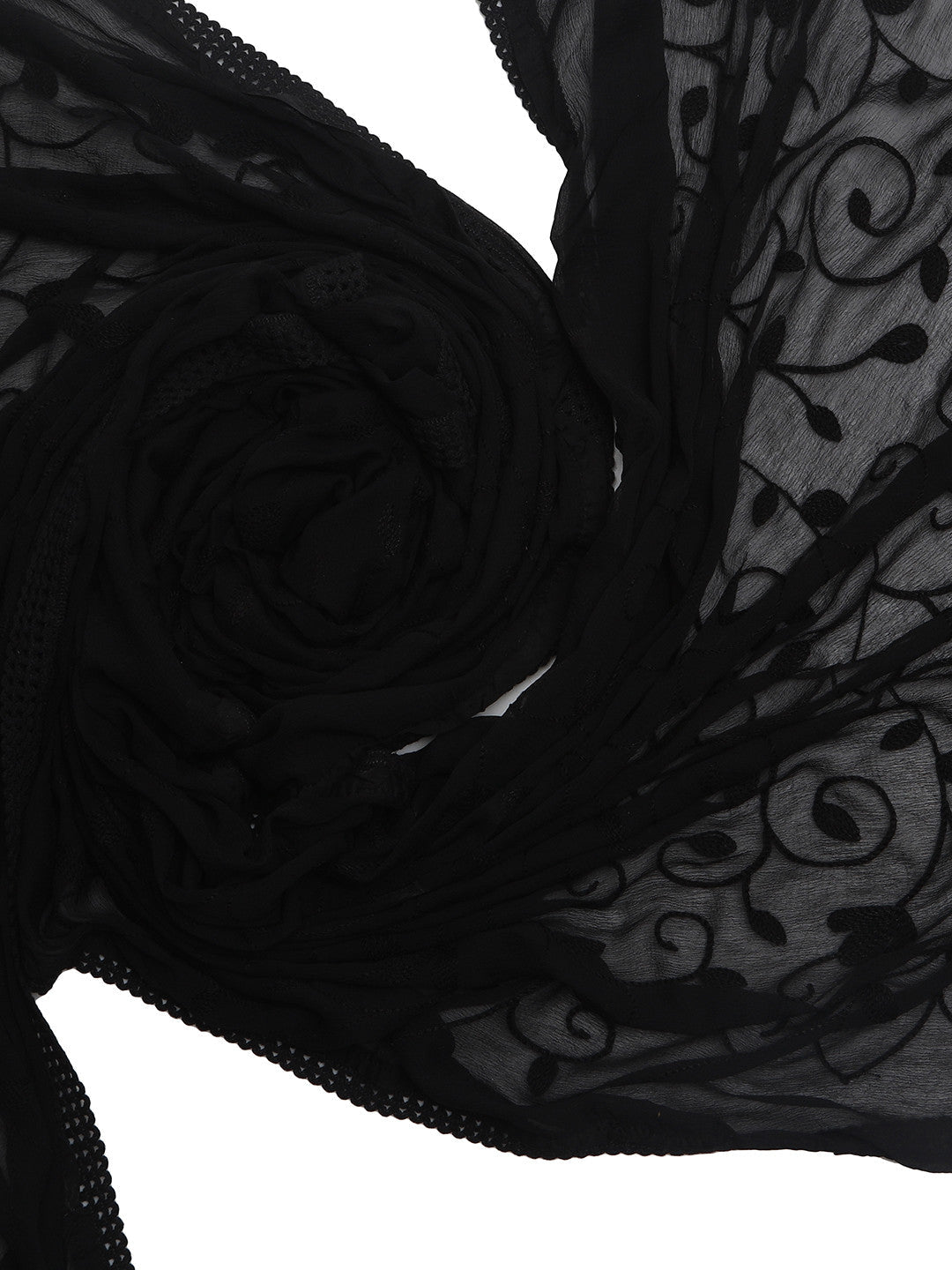 Dupatta Bazaar  Women's Black Chiffon Embroidered Dupatta - Dupatta Bazaar