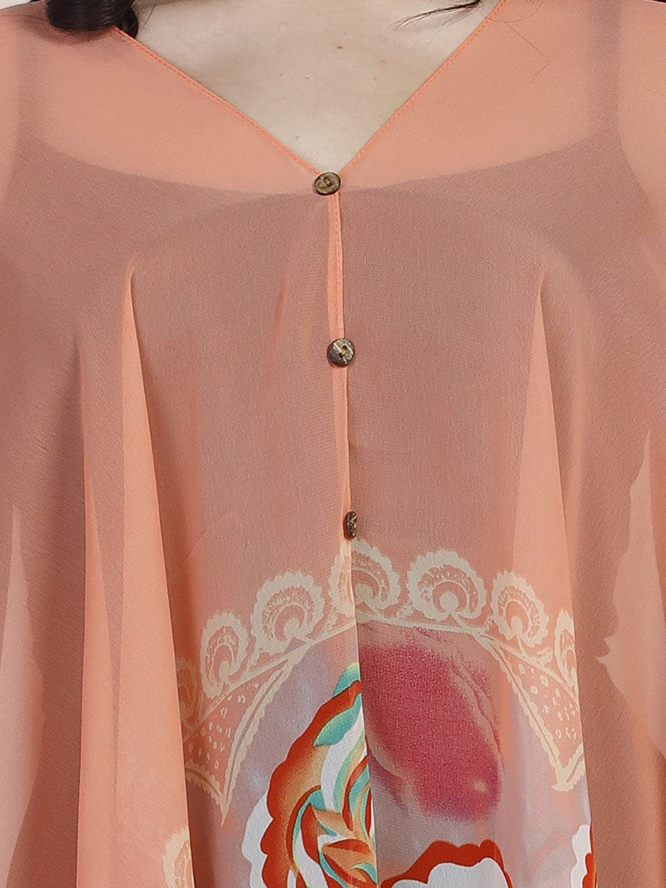 Dupatta Bazaar Women's Peach Printed Dupatta freeshipping - Dupatta Bazaar