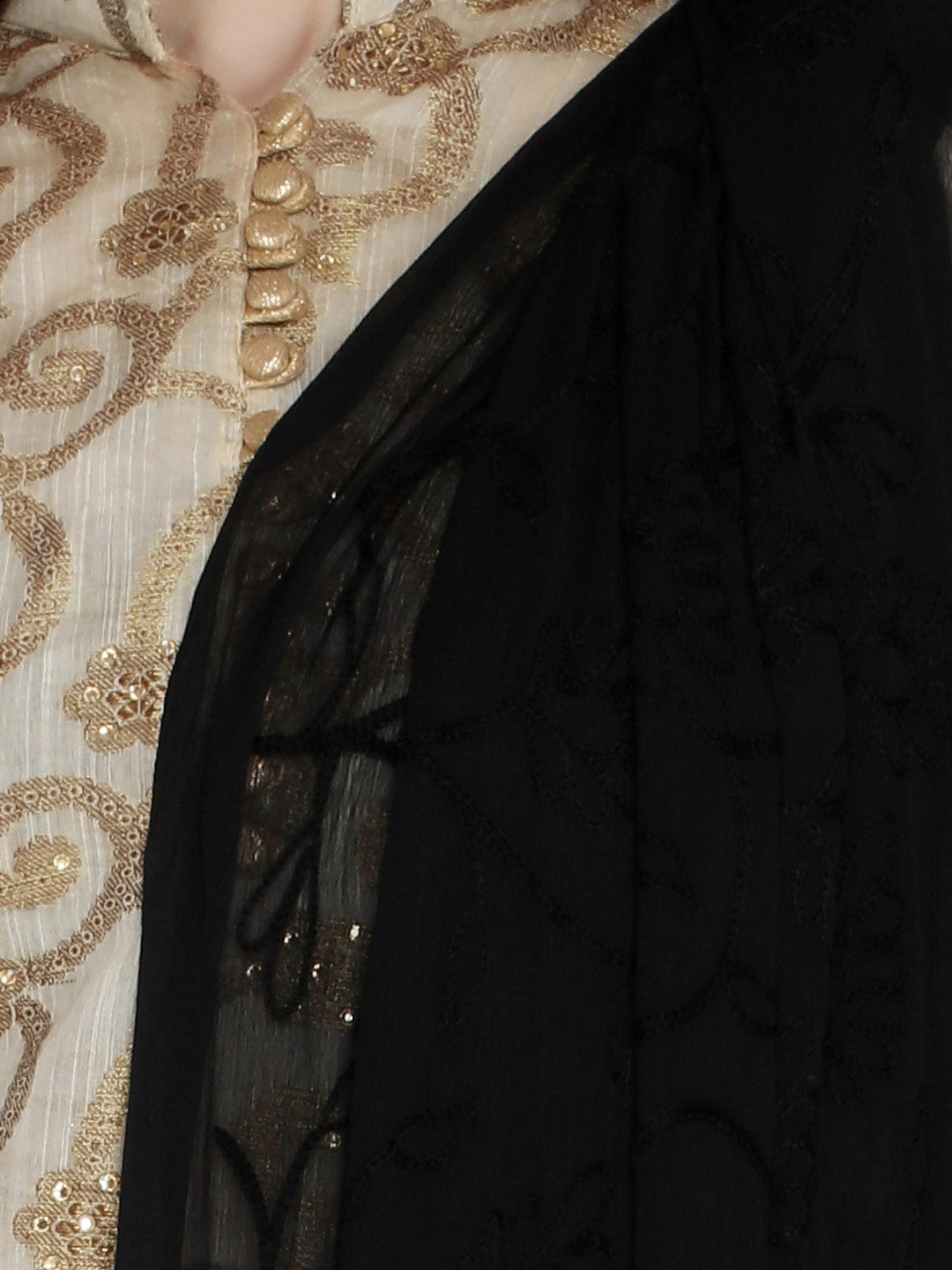 Dupatta Bazaar Woman's Black Embrodiered Chiffon dupatta - Dupatta Bazaar