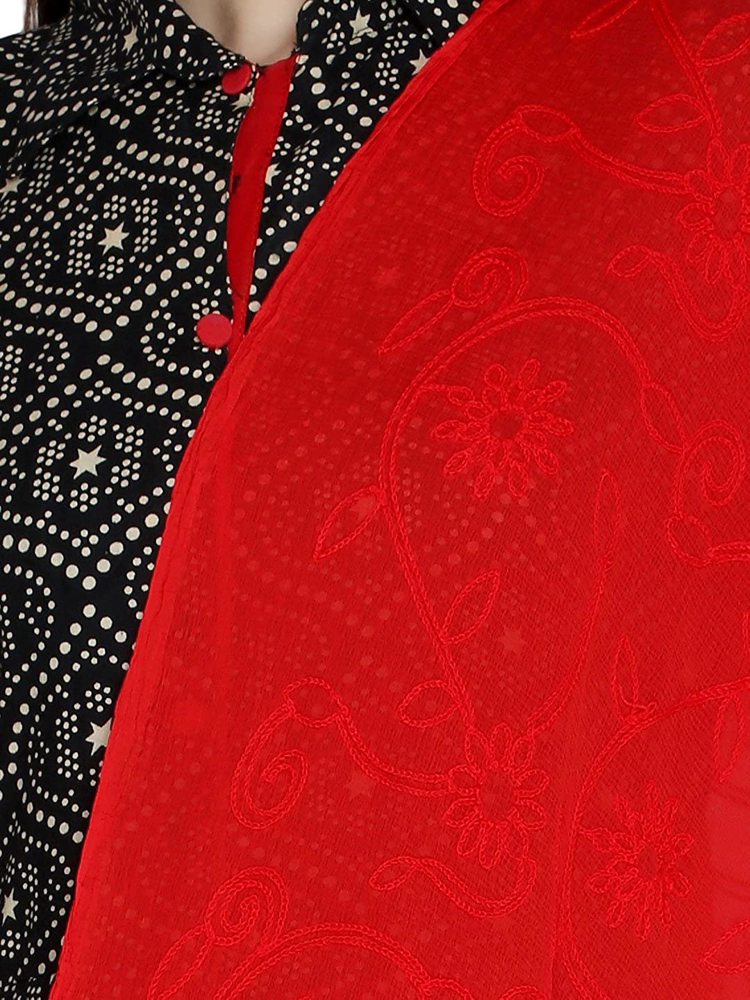Red Chiffon Embrodiered  Dupatta freeshipping - Dupatta Bazaar