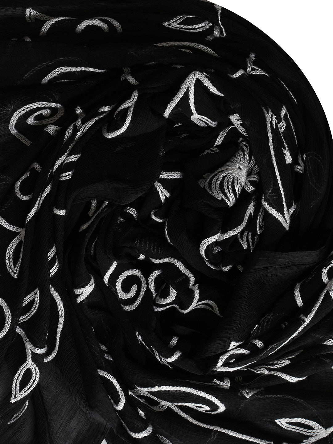 Dupatta Bazaar Woman's Chiffon Black & White Embrodiered  dupatta - Dupatta Bazaar