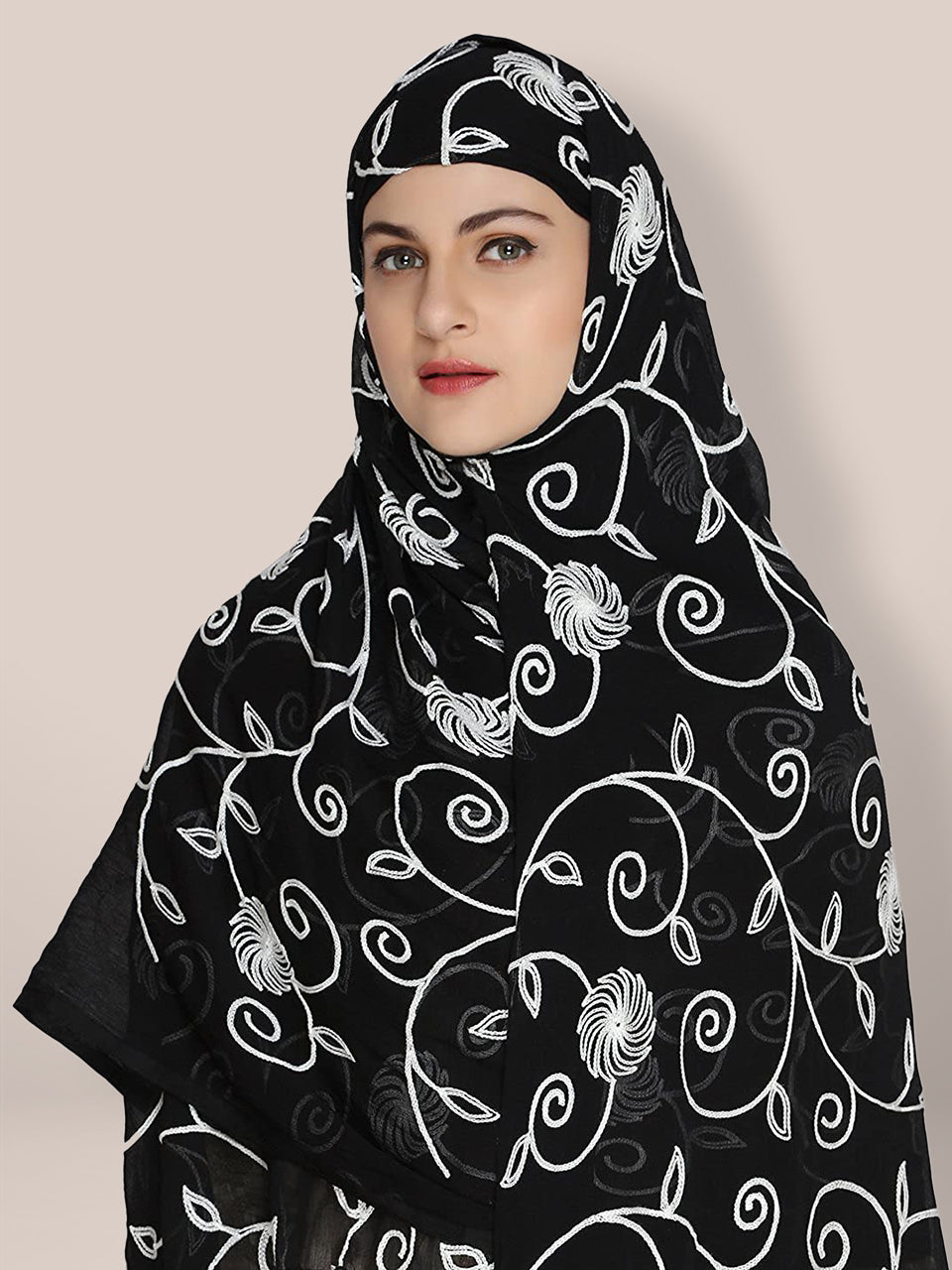 Chiffon Black & White Embrodiered  dupatta freeshipping - Dupatta Bazaar