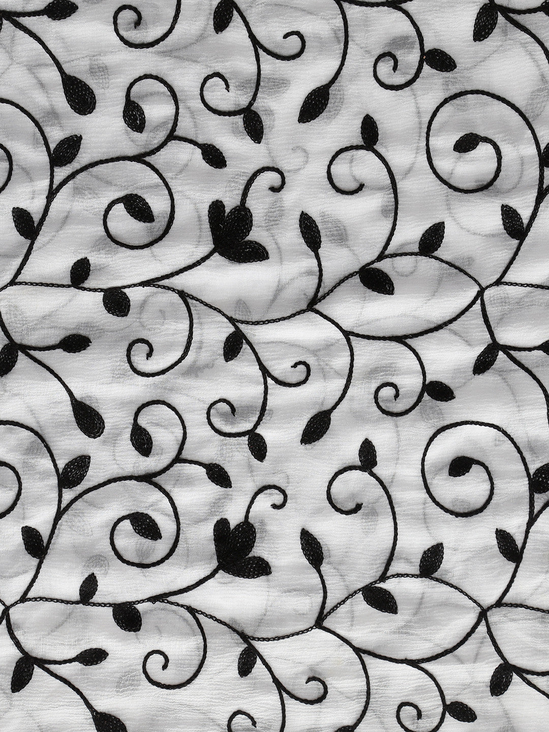 Dupatta Bazaar Woman's Chiffon  White & Black Embrodiered  dupatta - Dupatta Bazaar