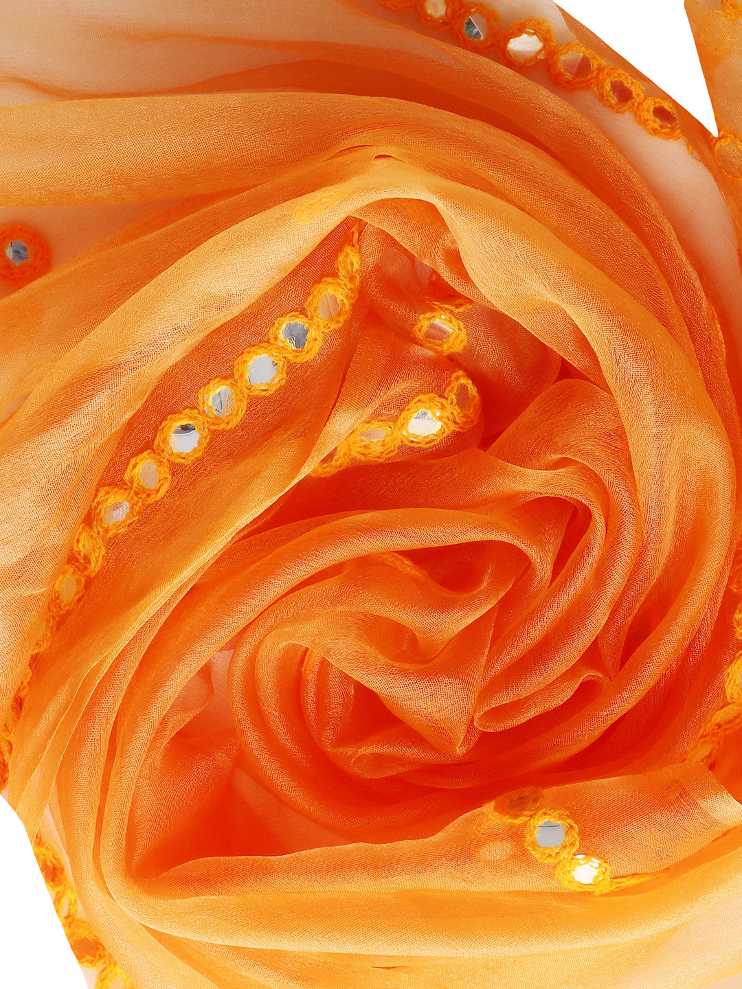 Orange Fancy Mirror Work dupatta - Dupatta Bazaar