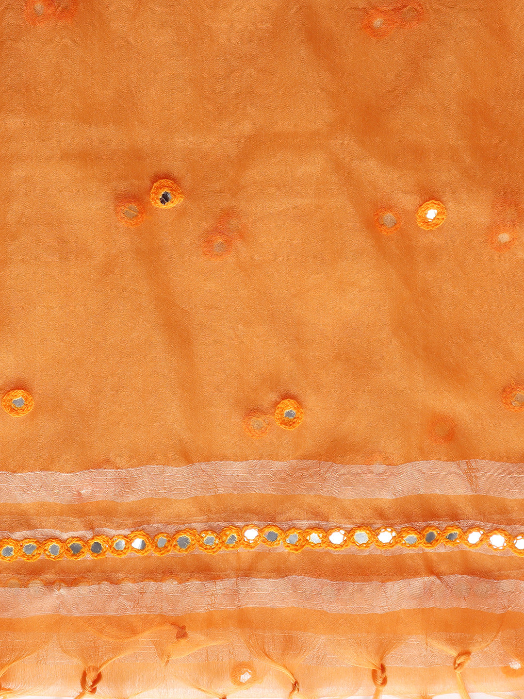 Orange Fancy Mirror Work dupatta - Dupatta Bazaar