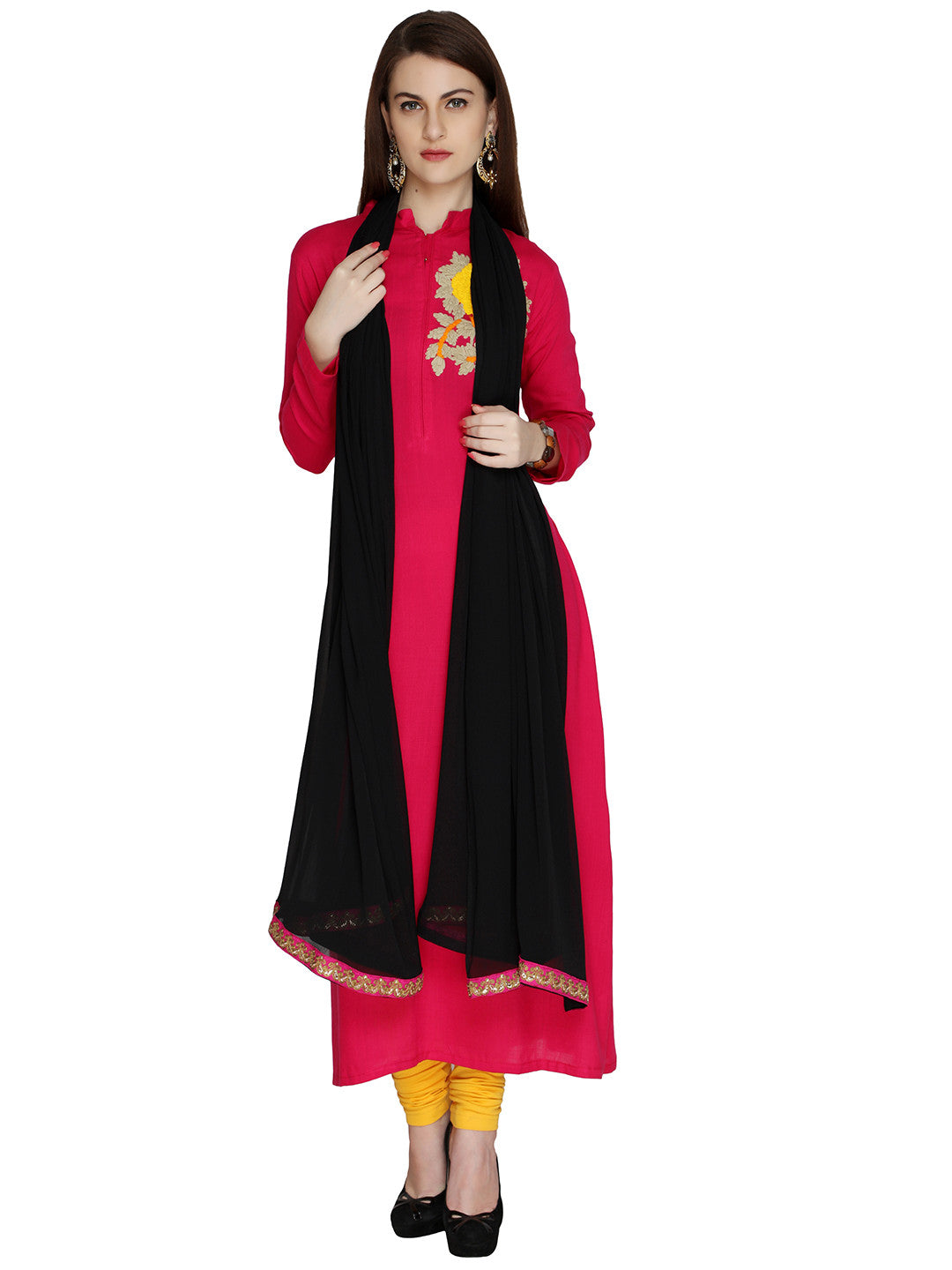 Black fancy lace dupatta - Dupatta Bazaar