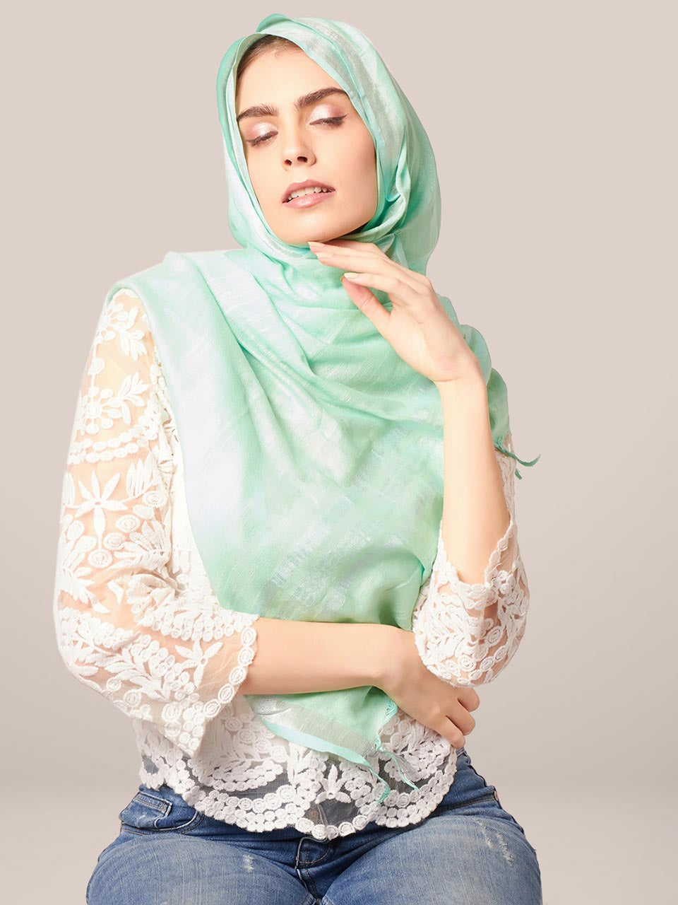 Plain Linen Multipurpose Sea Green Dupatta freeshipping - Dupatta Bazaar