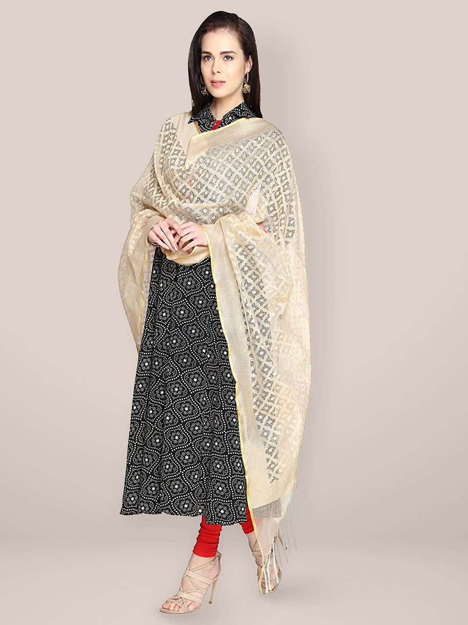 Beige Cotton Handloom Dupatta freeshipping - Dupatta Bazaar