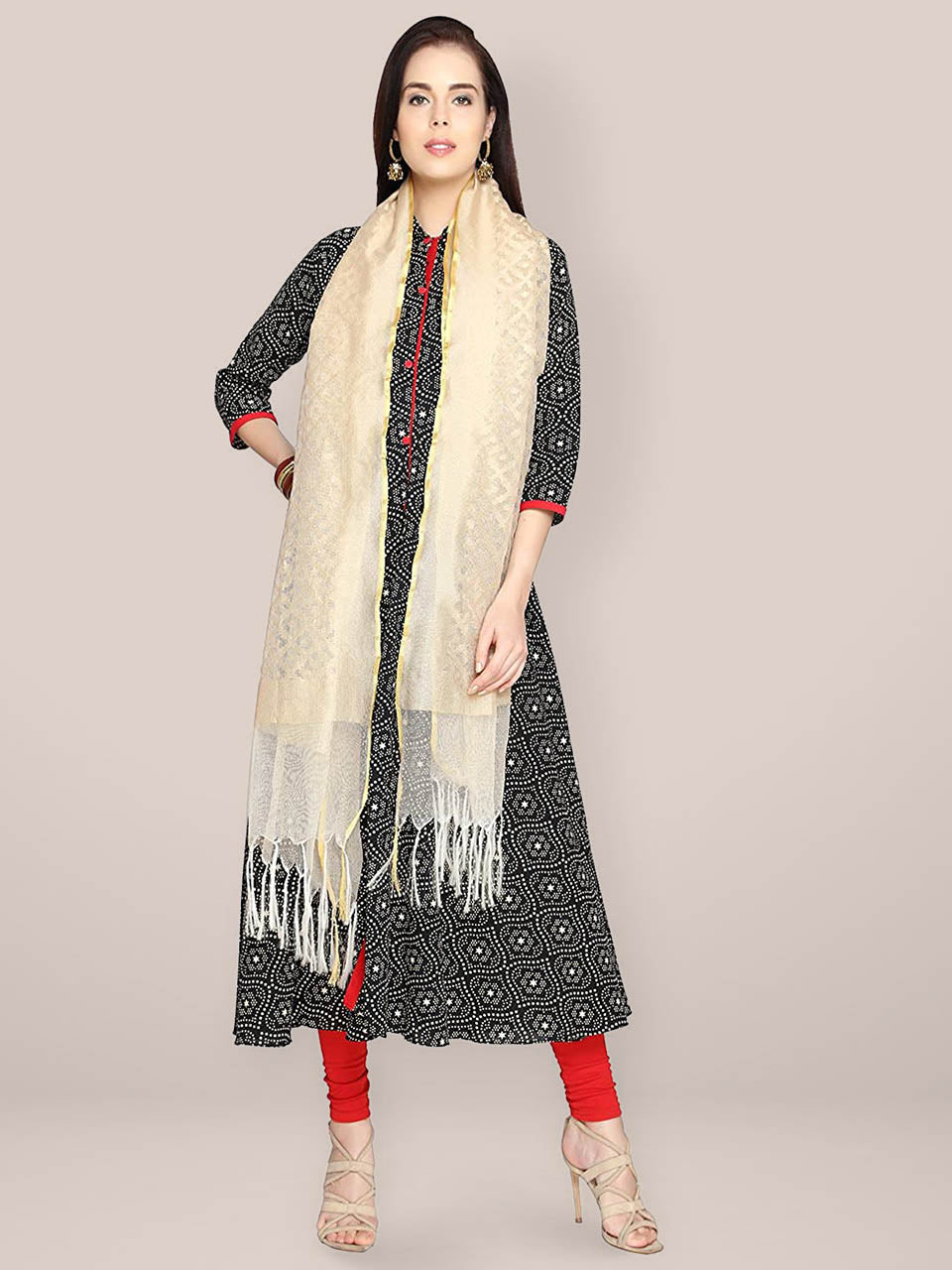 Beige Cotton Handloom Dupatta freeshipping - Dupatta Bazaar