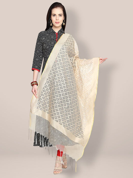 Beige Cotton Handloom Dupatta freeshipping - Dupatta Bazaar