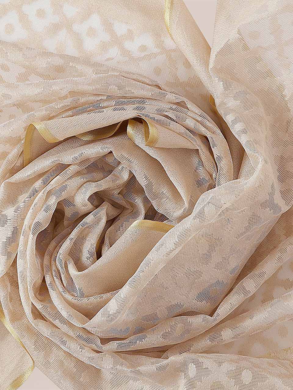 Beige Cotton Handloom Dupatta freeshipping - Dupatta Bazaar