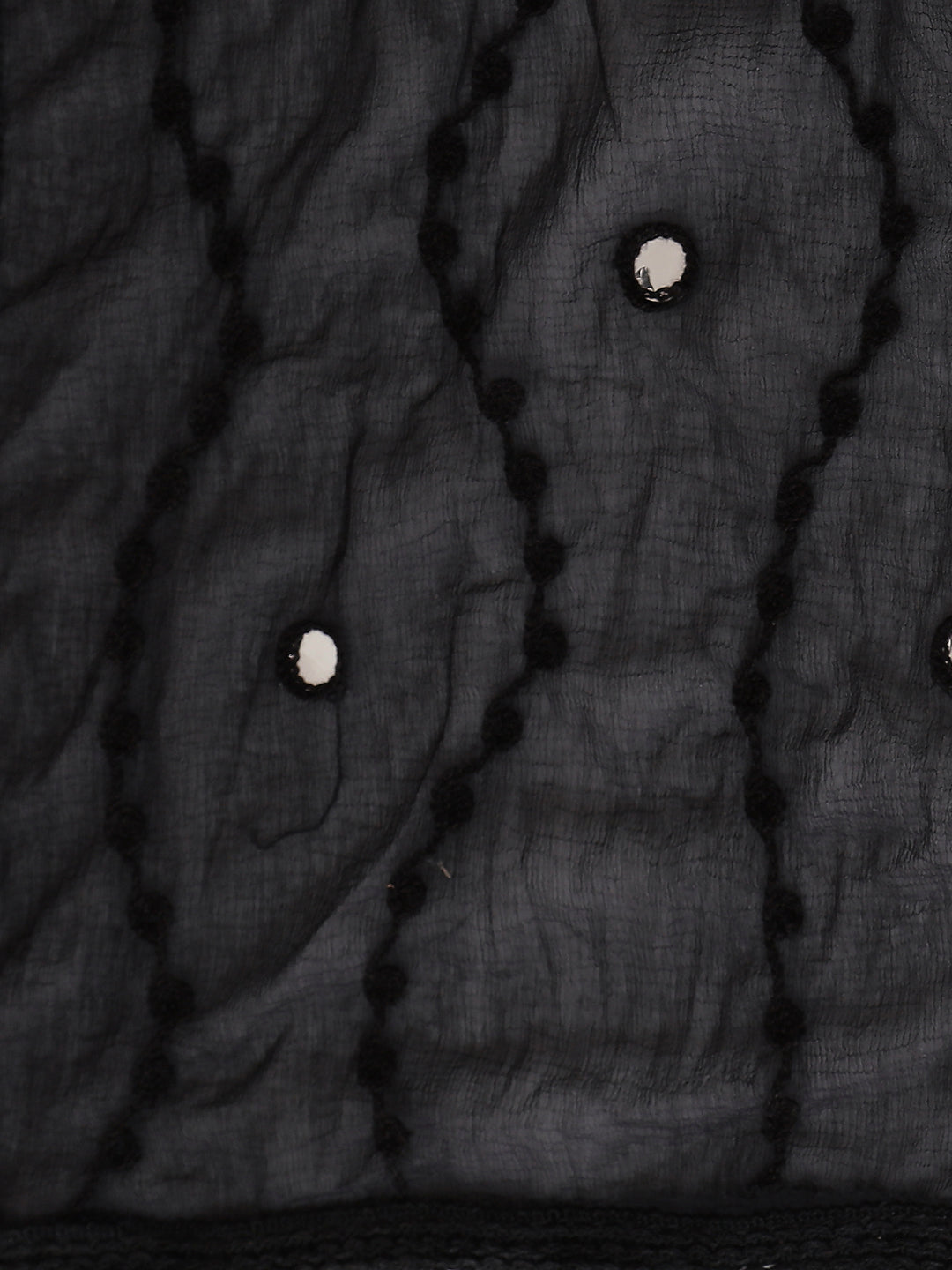 Black Chiffon Emroidered Dupatta - Dupatta Bazaar