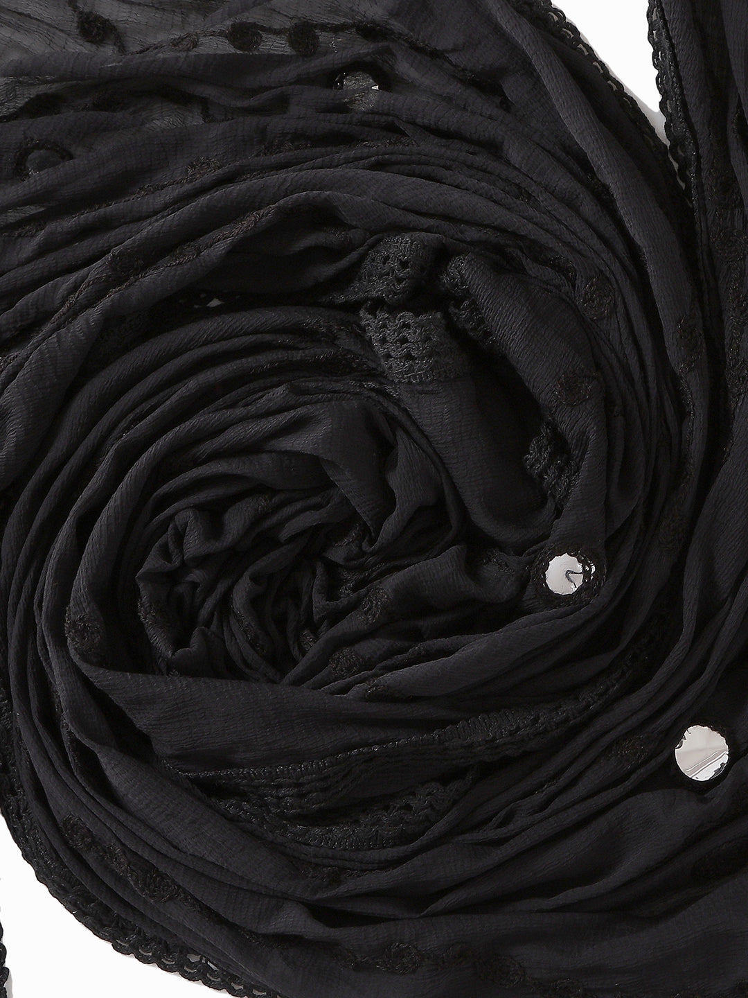 Black Chiffon Emroidered Dupatta - Dupatta Bazaar